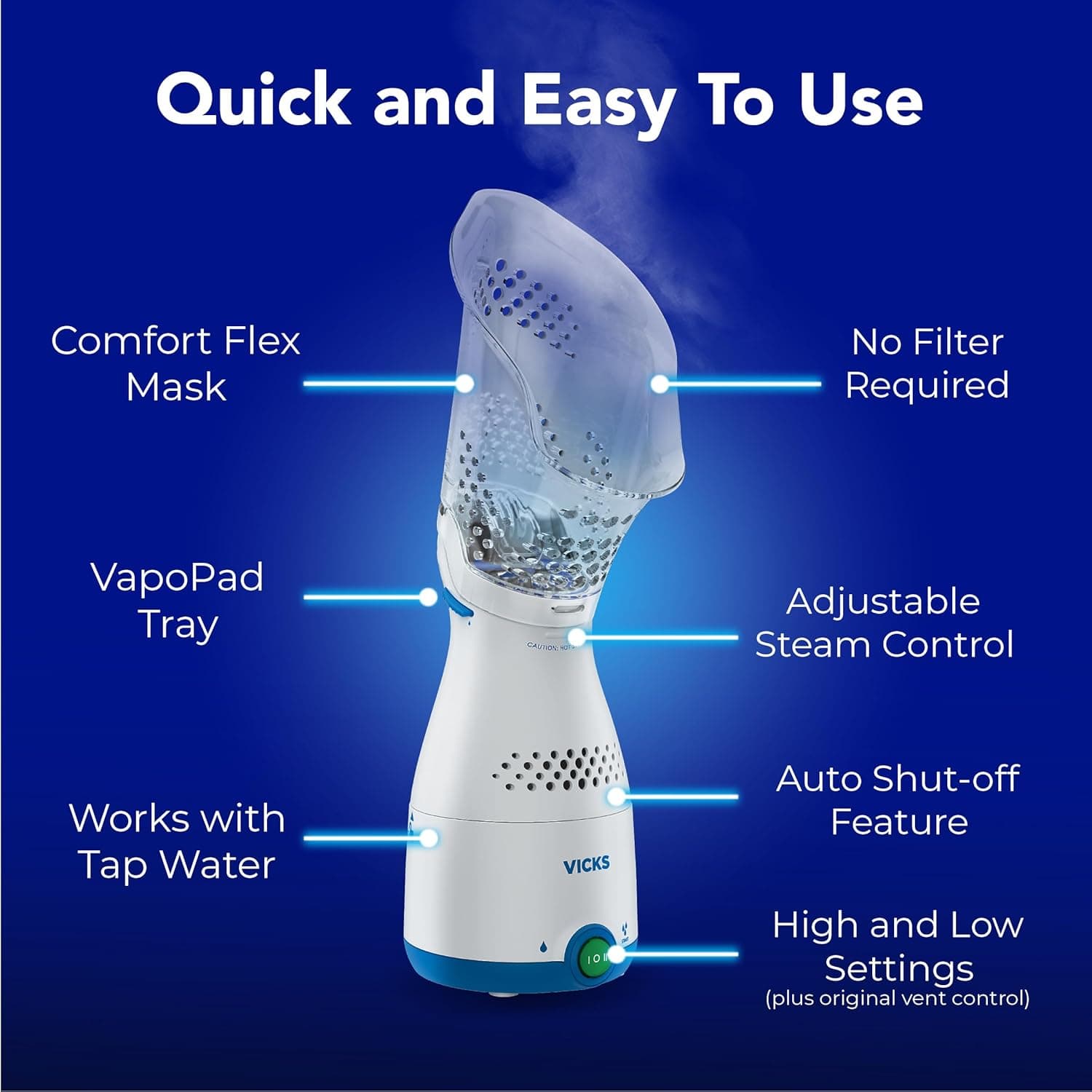 Amazon.com: Vicks Sinus Inhaler, Plug-in Non-Medicated Steam Inhaler for Sinus Relief, Allergies, Congestion & Colds, Vocal Steamer, Soothes Nasal & Throat Passages, Works with VapoPads (1 Included) : Health & Household - Image 5