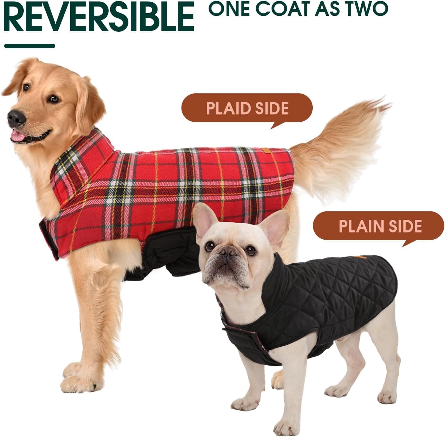 Kuoser Waterproof Dog Coat, Reversible Dog Jacket for Medium Dogs, Adjustable Durable Doggie Winter Coat Warm Puppy Cold Weather Apparel from Small to Large Breed, Bright Red M Bright Red Medium (Pack of 1) - Image 5