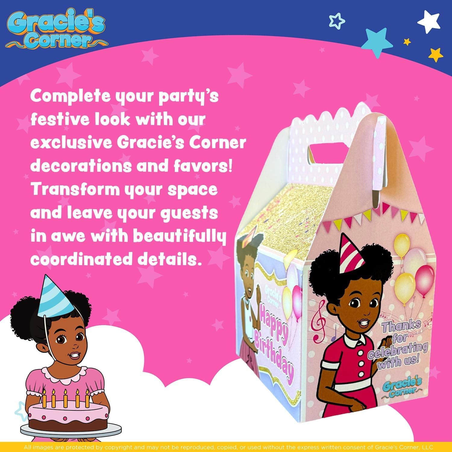 Gracie’s Corner Birthday Party Gable Treat Box, Custom Printed Party Treat Boxes, Party Supplies for Girls’ Birthdays, Baby Showers, and More, Favor Boxes for Party Gifts, and Treats, 8 Count (Pink and Gold) Pink & Gold - Image 8