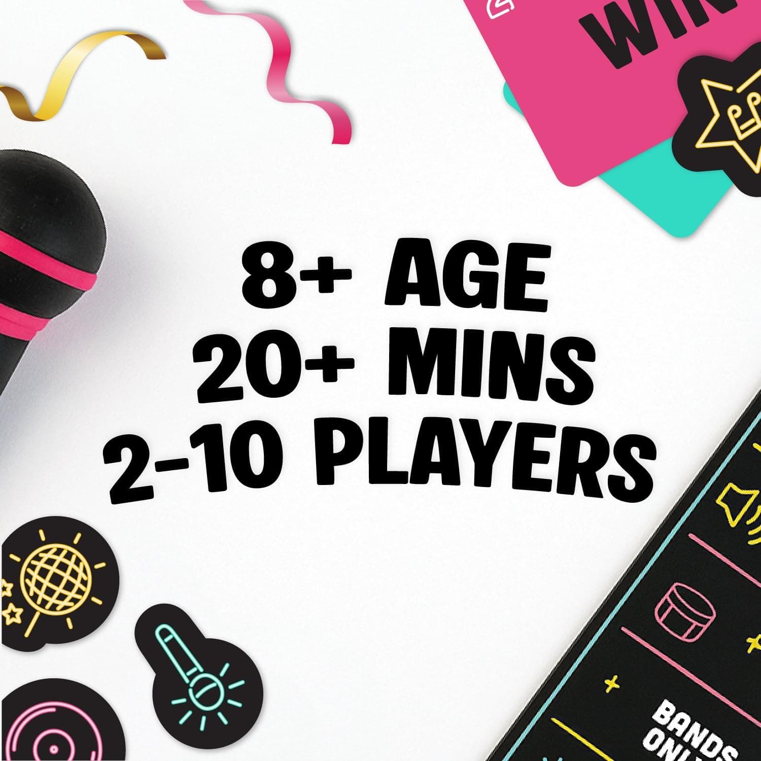 Lucky Egg Official Grab The Mic – Family Karaoke Board Game w/Foam Mic, 8+ Ages, 2-10 Players - Games for Bad Singers w/ 240 Lyrics (120 Cards) (First Edition) - Image 5