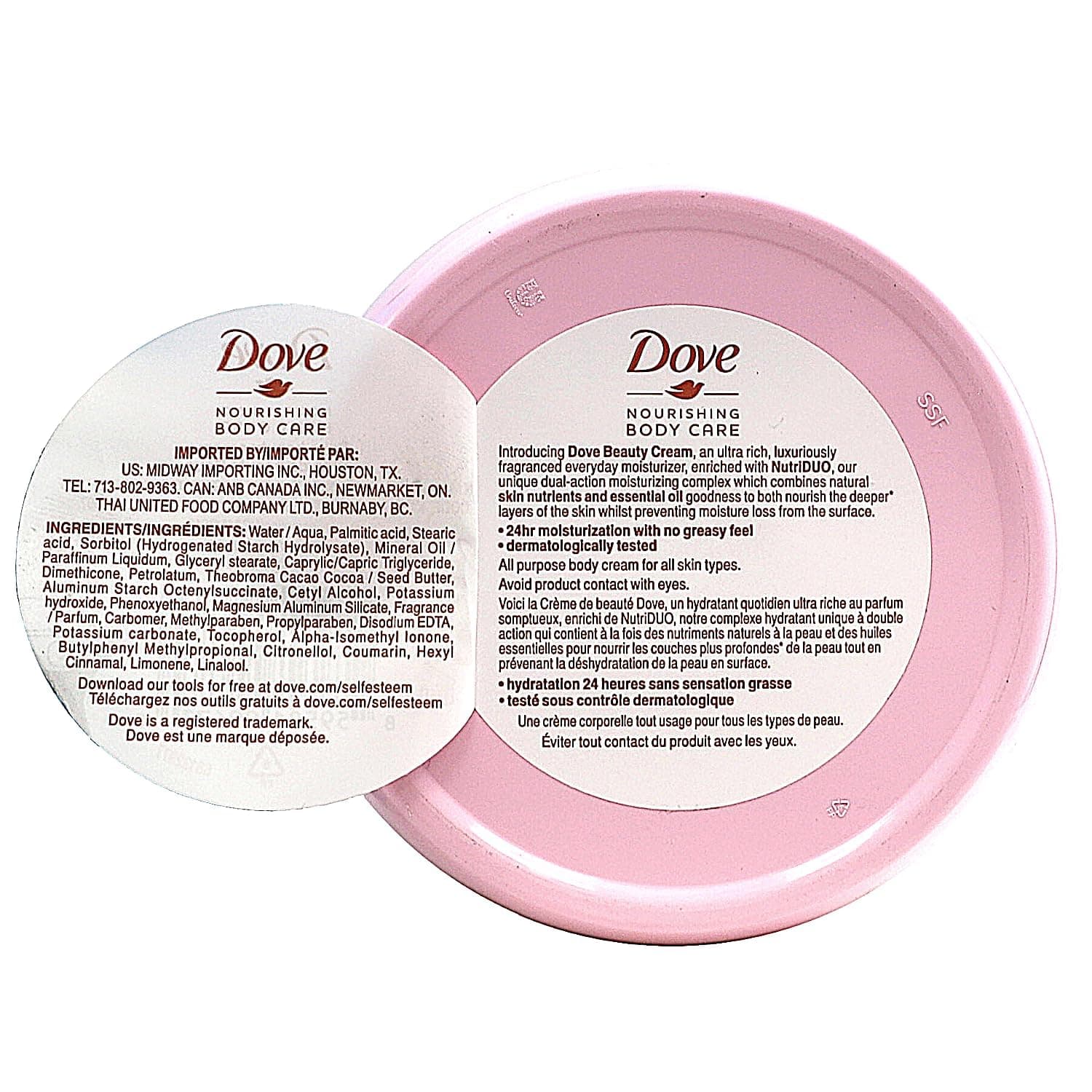 Dove Nourishing Body Care, Face, Hand, and Body Beauty Cream for Normal to Dry Skin Lotion for Women with 24-Hour Moisturization, 4-Pack, 2.53 Oz Each Jar 2.53 Fl Oz (Pack of 4) - Image 3