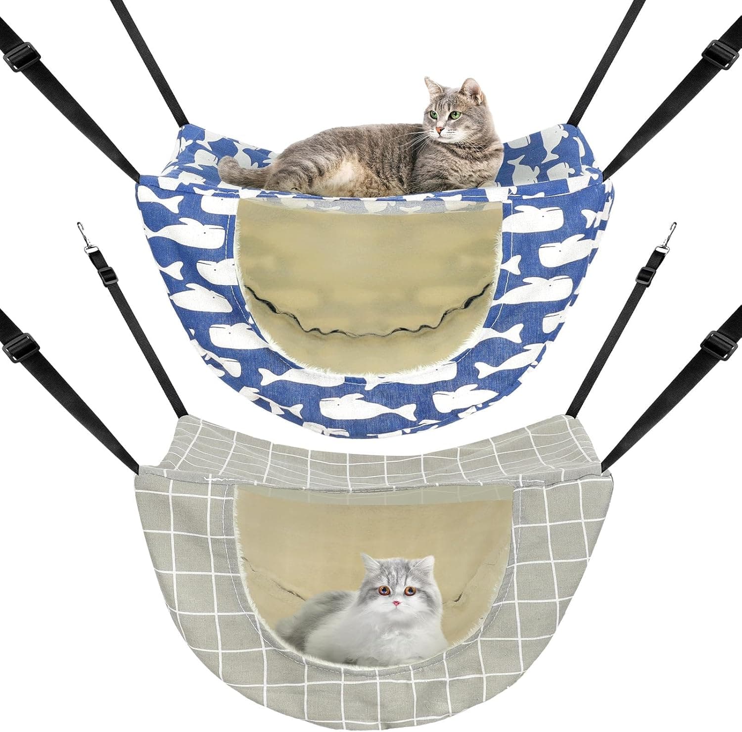 Jetec 2 Pieces Cat Cage Hammock Indoor Hanging Pet Bed Double Layer Hanging Cat Bed Bag Soft Kitten Hammock for Comfortable Two Level Cage Accessories for Spring, Summer, Winter, 2 Styles - Image 2