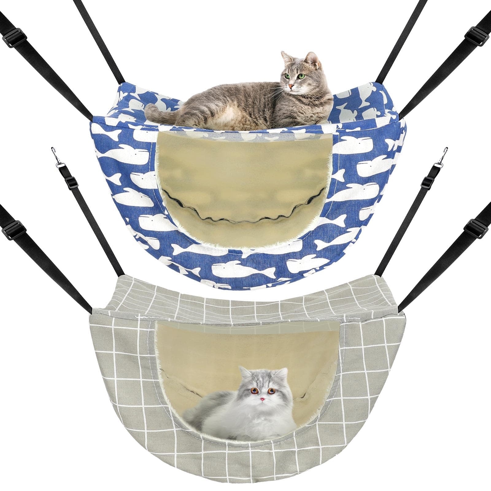 Jetec 2 Pieces Cat Cage Hammock Indoor Hanging Pet Bed Double Layer Hanging Cat Bed Bag Soft Kitten Hammock for Comfortable Two Level Cage Accessories for Spring, Summer, Winter, 2 Styles
