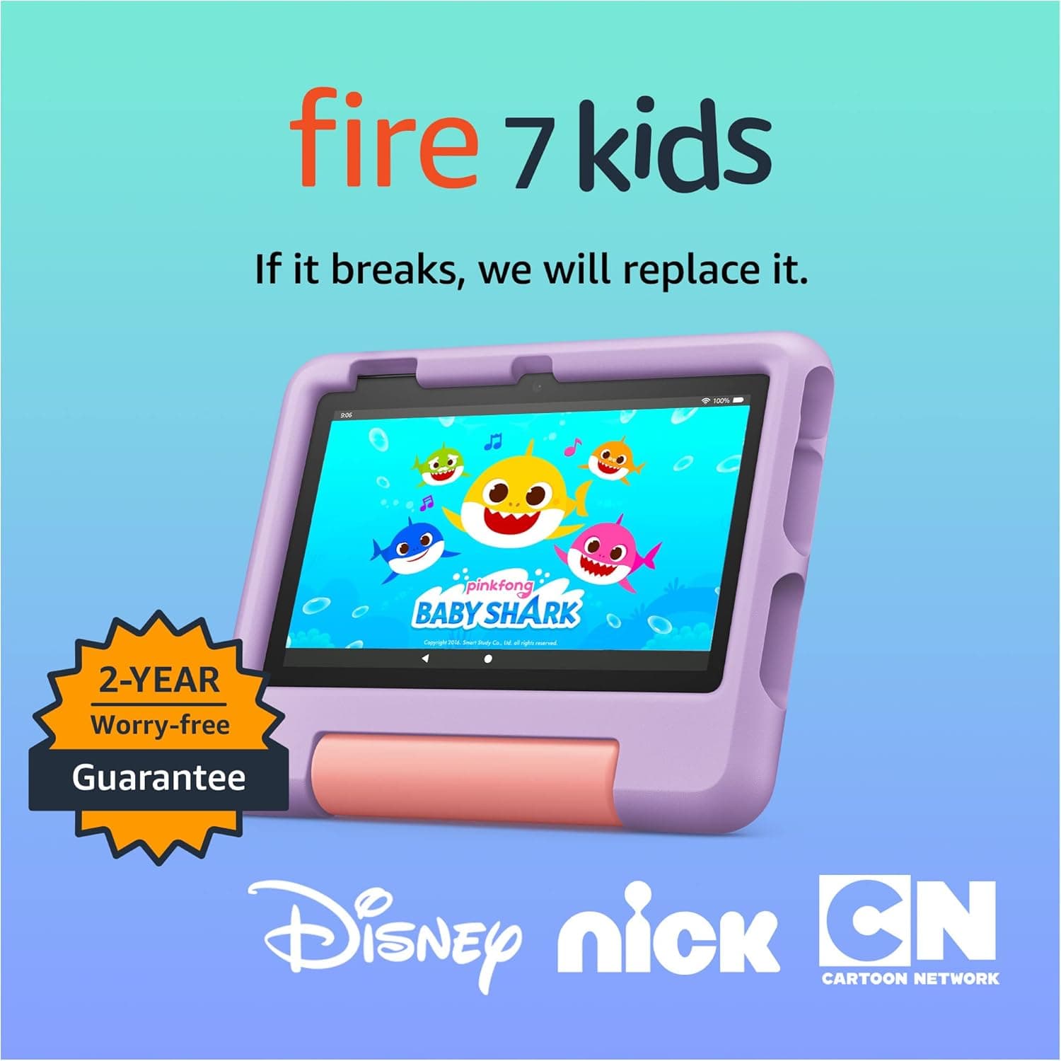 Amazon Fire 7 Kids tablet (newest model) ages 3-7. Top-selling 7" kids tablet on Amazon. Includes ad-free and exclusive content, easy parental controls, 10-hr battery, 16 GB, Purple 16 GB Purple 1-year Amazon Kids+ - Image 2