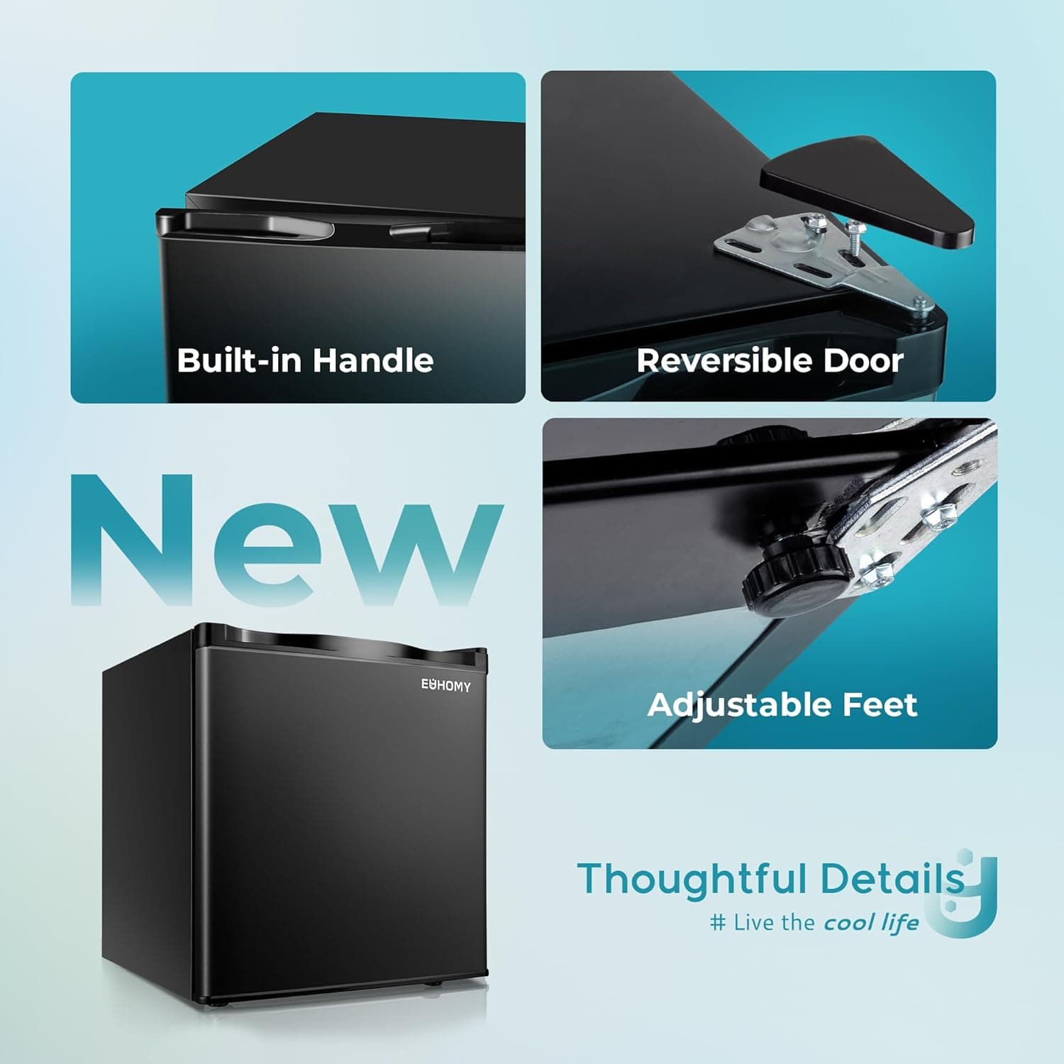 EUHOMY 1.1 Cubic Feet Mini Freezer, Countertop, Single Door Compact Upright Freezer with Reversible Door, Removable Shelves, Small freezer for Home/Dorms/Apartment/Office, New Black Black 1.1 CU.FT - Image 7