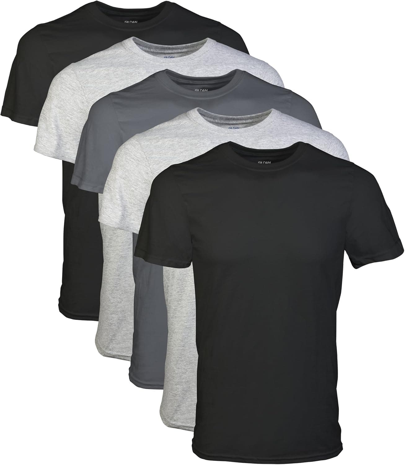 Gildan Mens Crew T-Shirts, Multipack, Style G1100 5 Black/Sport Grey/Charcoal (5-pack) X-Large - Image 2