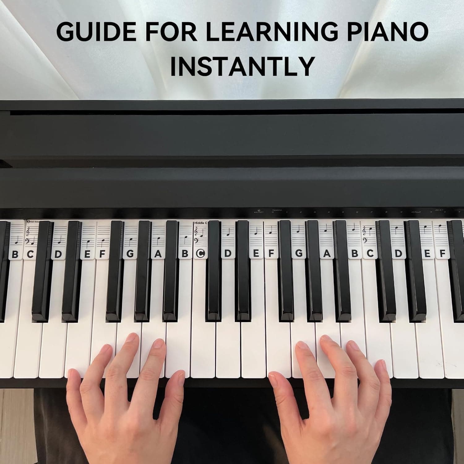 Piano Notes Guide for Beginner, Removable Piano Keyboard Note Labels for Learning, 88-Key Full Size, Made of Silicone, No Need Stickers, Reusable and Comes with Box (Classic Black） - Image 3