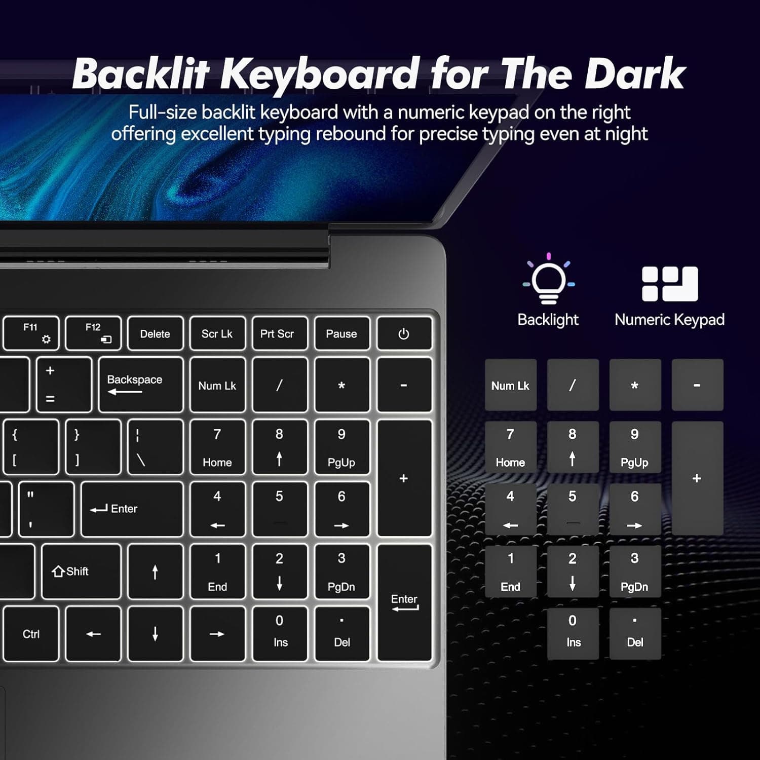 15.6" Laptop Computer Notebook, 4-Core N95 Processor, FHD Display, Backlit Keyboard, Fingerprint, Webcam, Bluetooth, WiFi, Win 11 Pro, 10TB Upgradeable, T152A, 16GB RAM, 1TB NVMe SSD, Silver 16GB RAM, 1TB SSD Silver - Image 6