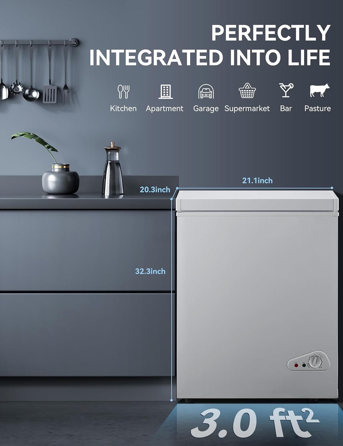 5.0 Cu Ft Chest Freezer - Energy Efficient & Quiet Mini Freezer with Adjustable Thermostat - Compact Deep Freezer for Home, Apartment, and Garage - Removable Basket & Defrost Drain 7.0 WHITE - Image 4