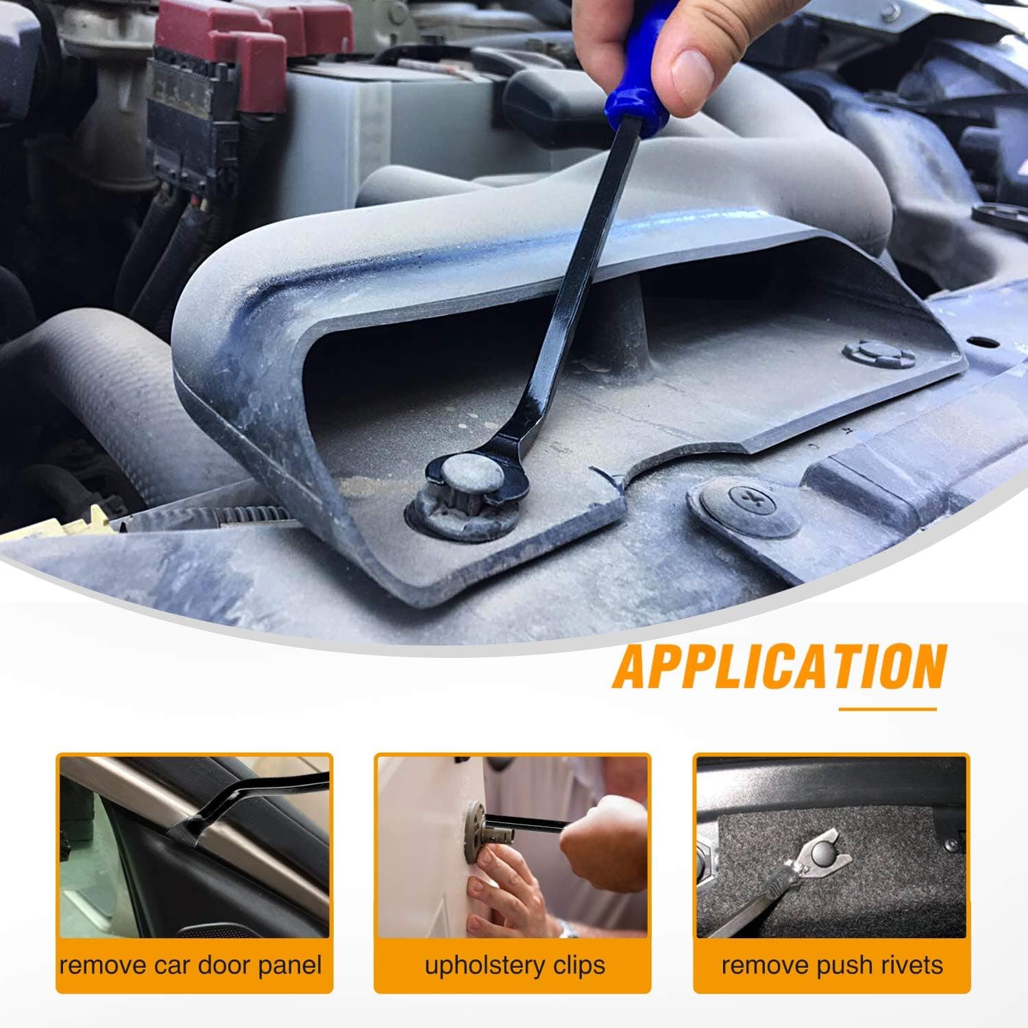 GOOACC 5PCS Auto Trim Removal Tool Kit No-Scratch Pry Tool Kit para sa Car Door Clip Panel & Audio Dashboard Dismantle -5PCS - Image 8