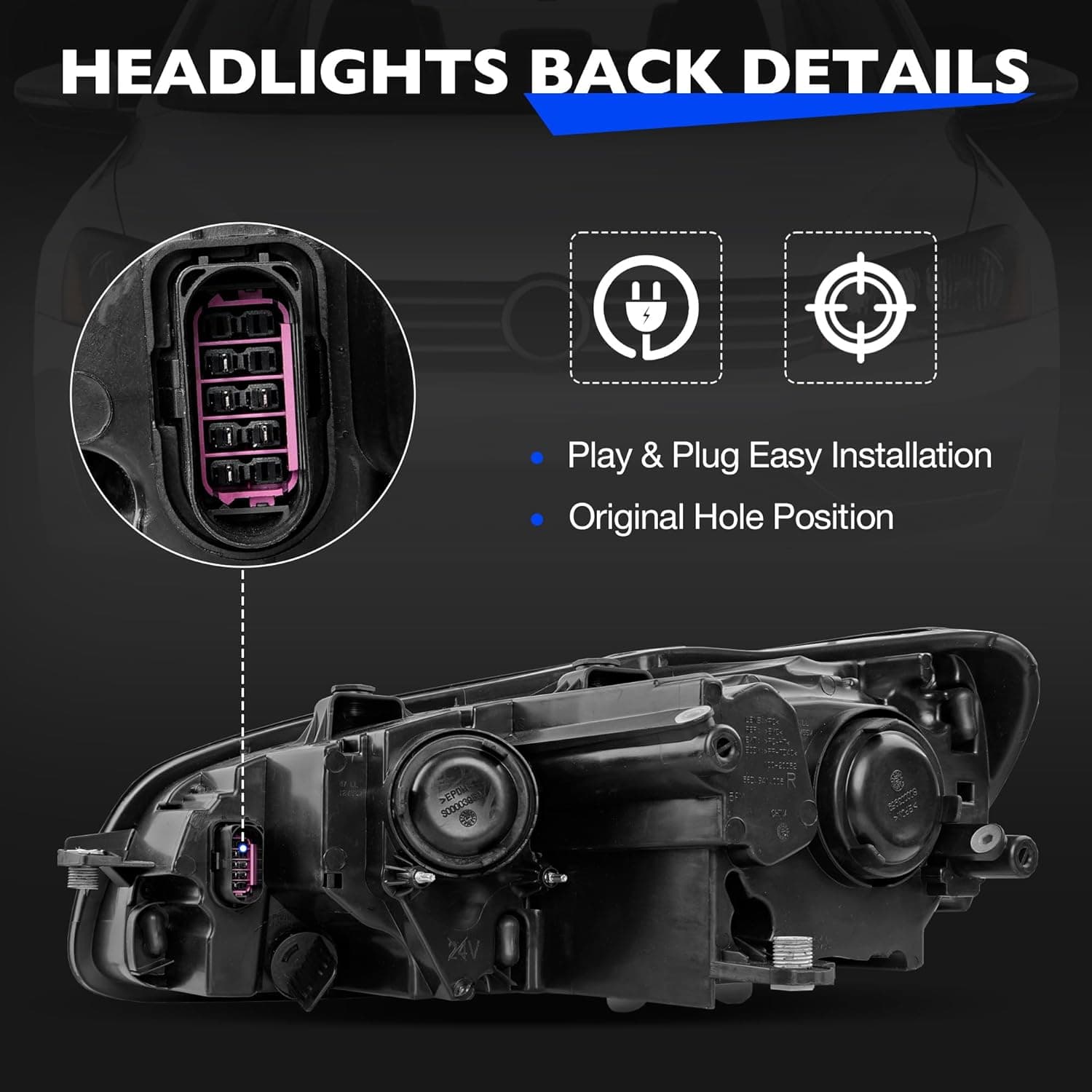 Headlights Assembly - Chrome Housing Headlamps Compatible with Volkswagen VW Passat 2012-2015 - Replacement for 561941006D, 3411131RAS2, and VW2503148 - Passenger Side RH Passenger Side Headlights (RH) - Image 7