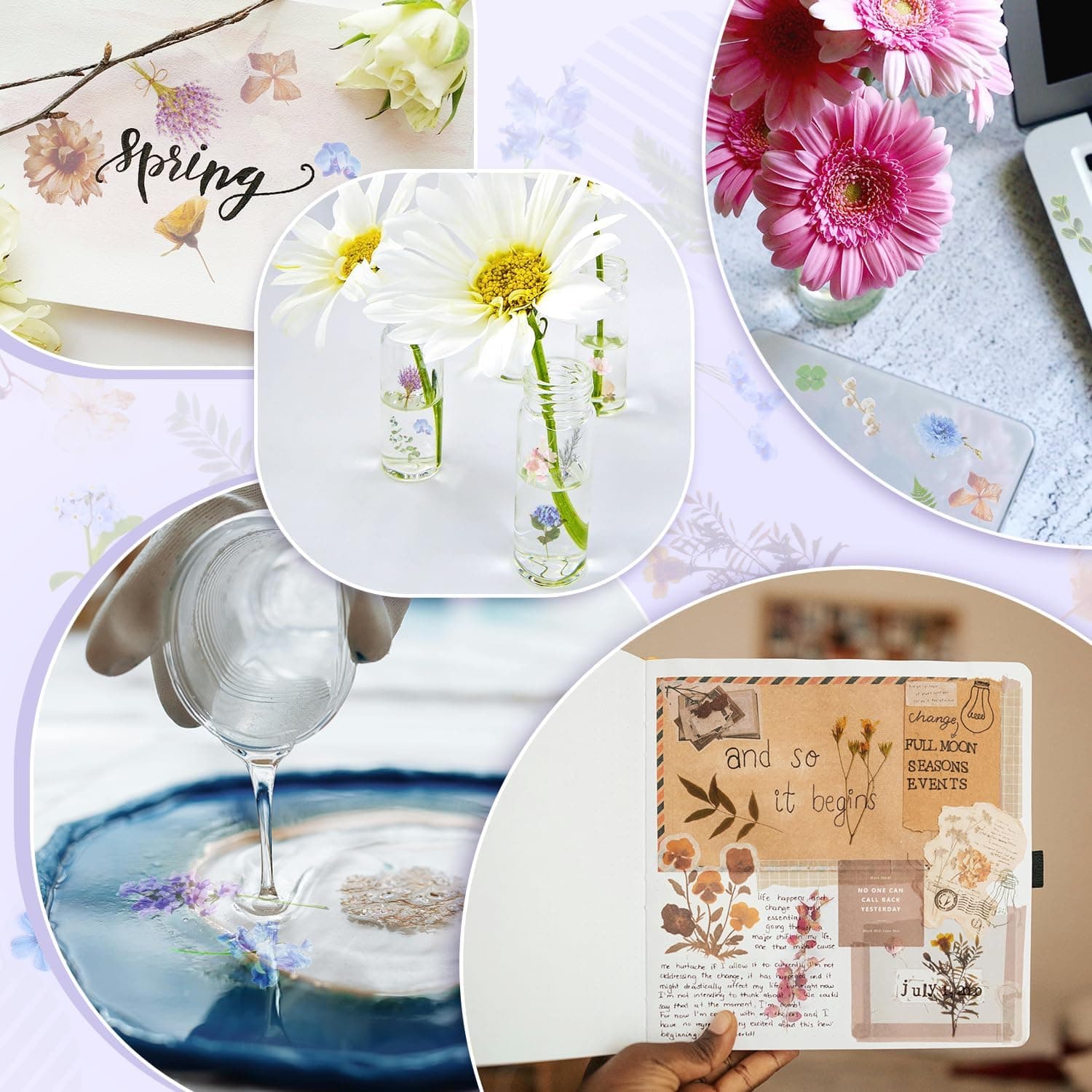 160Pcs Natural Flower Stickers for Scrapbooking,Self-Adhesive Transparent Flower Stickers Scrapbook Supplies Journaling Supplies for Adult Card Making Letters DIY Water Bottle Cards Decoration (160) - Image 8