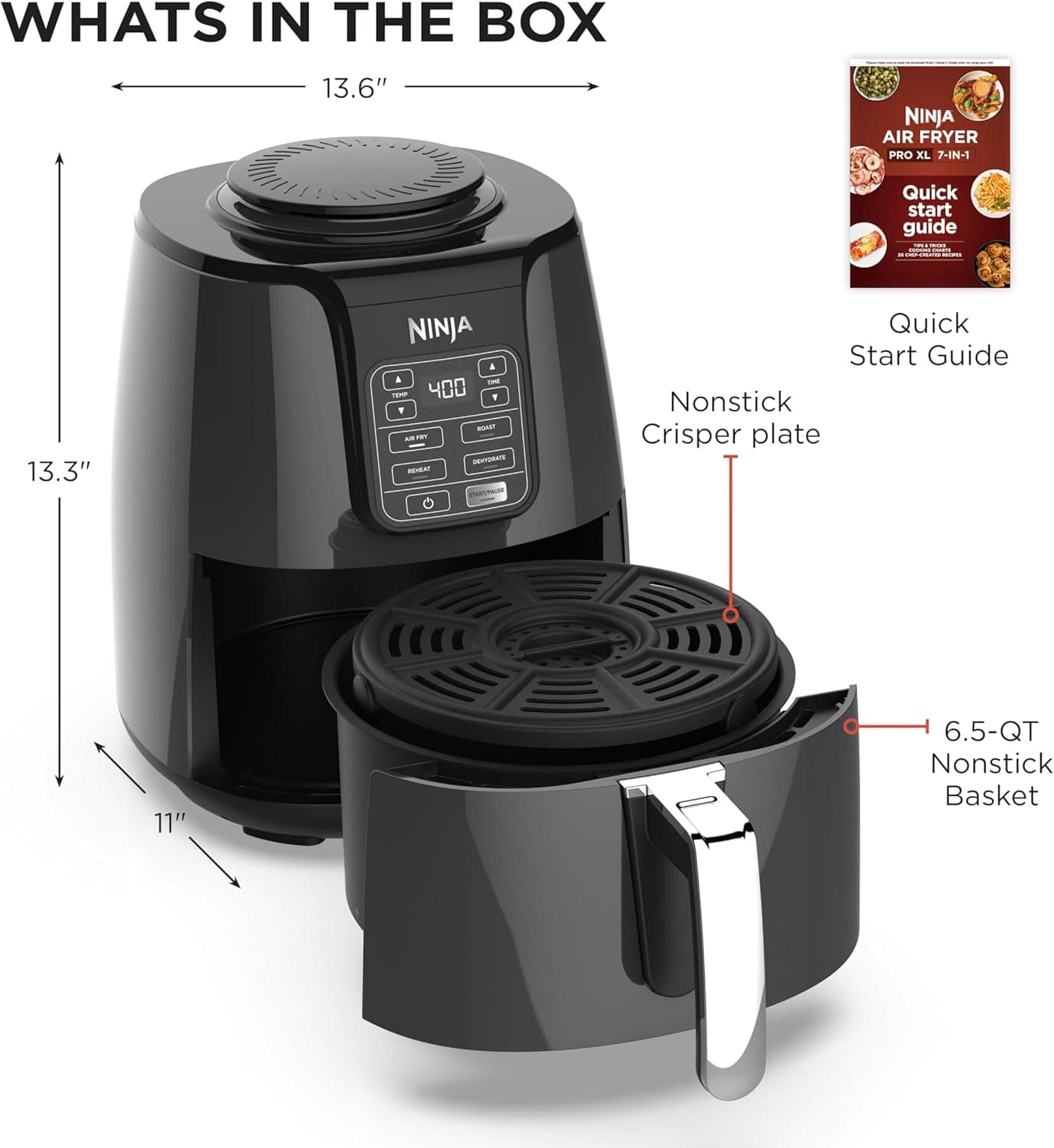 Ninja | Air Fryer | 4 QT Capacity | 4-in1 Roast, Crisp, Roast, Reheats, & Dehydrates | Dishwasher Safe Parts | Includes 20 Easy & Healthy Recipes | Compact | Grey | AF101 - Image 8