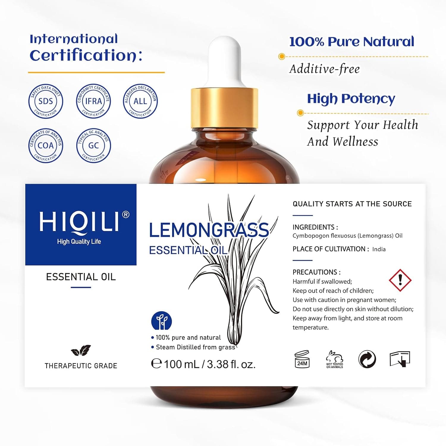 HIQILI Lemongrass Essential Oil, 100% Pure Natural Undiluted Premium Oils - 3.38 Fl. Oz Lemongrass 3.38 Fl Oz (Pack of 1) - Image 8