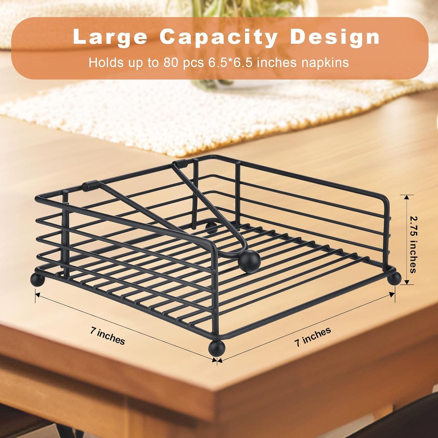 Napkin Holder for Table & Kitchen - Modern Flat Napkin Dispenser for Home & Outdoor Dining, Paper Napkin Holders with Weighted Arm for Easy Access - Keep Your Dining Area Tidy and Organized - Image 3