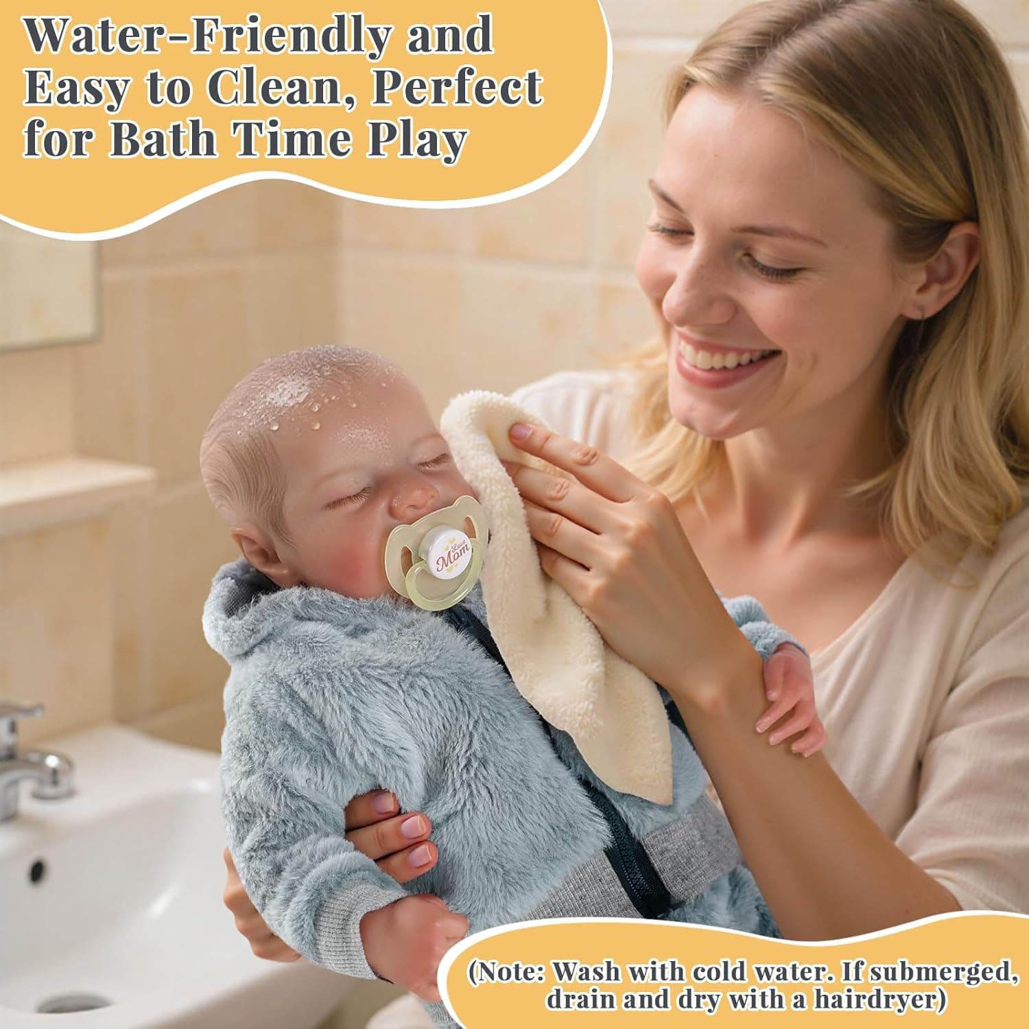 BABESIDE Lifelike Reborn Baby Dolls Silicone Full Body Boys - 17-Inch Real Baby Feeling Realistic-Newborn Baby Doll Full Body Vinyl Real Life Baby Dolls with Toy & Gift Box for Kids Grey - Image 6