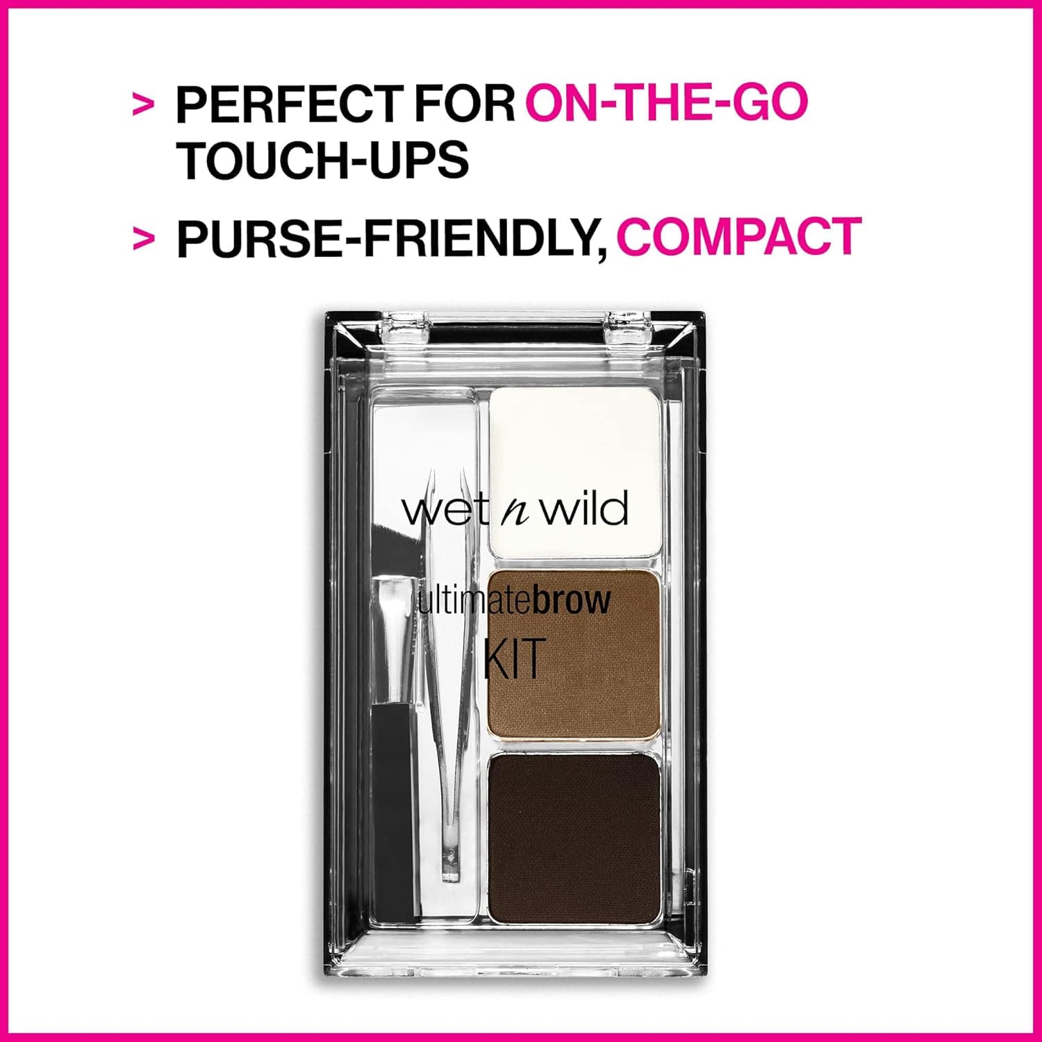 wet n wild Ultimate Eyebrow Makeup Kit, Long-Lasting Matte Brow Powder, Tweezers, Wax & Brush, Built-In Mirror, Purse-Friendly Compact - Dark Brown Dark Brown 1 Count (Pack of 1) - Image 8