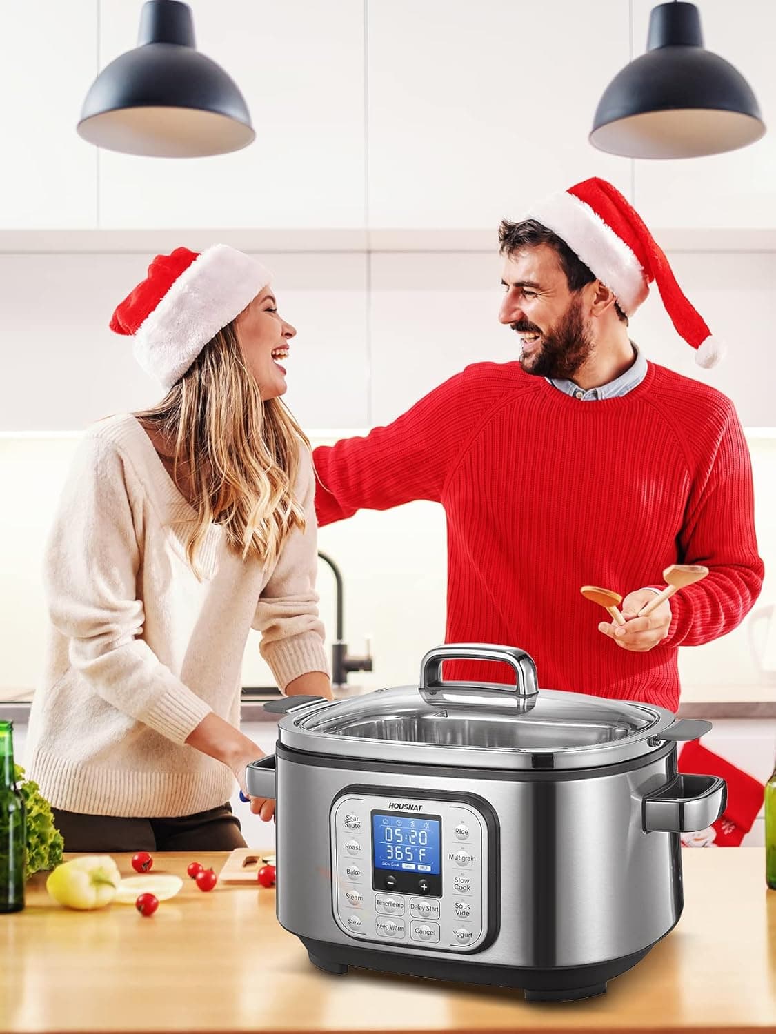 HOUSNAT Olla de Cocción Lenta, Olla Programable 10 en 1, Cocedor de Arroz de Acero Inoxidable 304 de 6QT, Yogurtera, Inicio Retrasado, Temperatura Ajustable y Tiempo Digital para Familias Grandes o Entretenimiento - Image 7