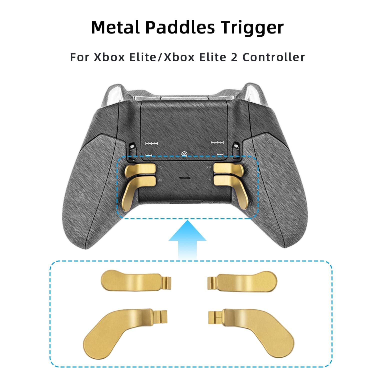 Mcbazel Metal Stainless Steel Paddles Trigger for Xbox Elite/Elite 2, Replacement Parts Accessories Kits Metal Paddles Compatible with Xbox Elite/Elite 2 Controller - 4 Pcs (Gold) - Image 4