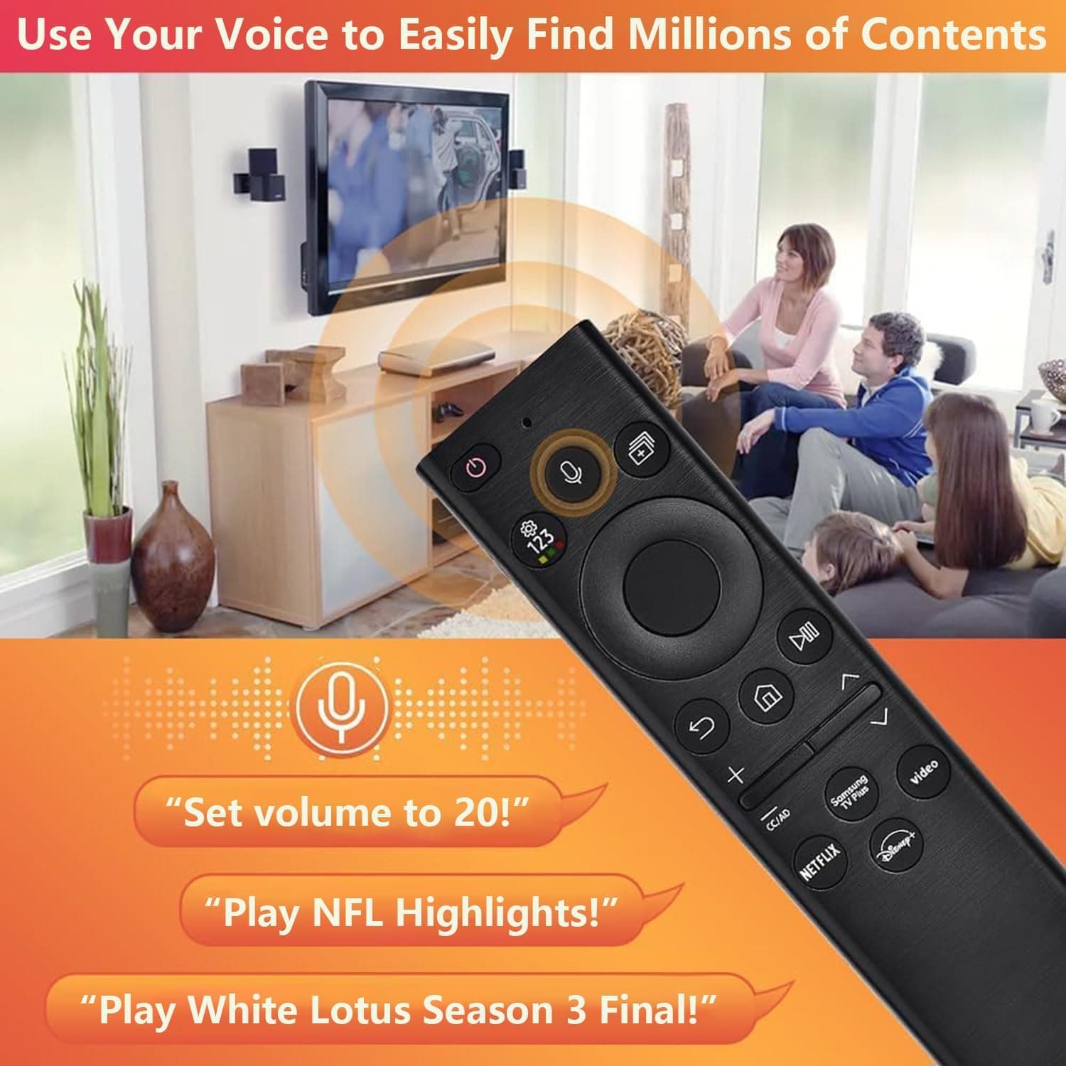 Replacement for Samsung TV Remote, for All 2019-2025 Samsung Remote Control for Smart TV with Voice Control. No Solarcell. 2-Year Warranty. - Image 6