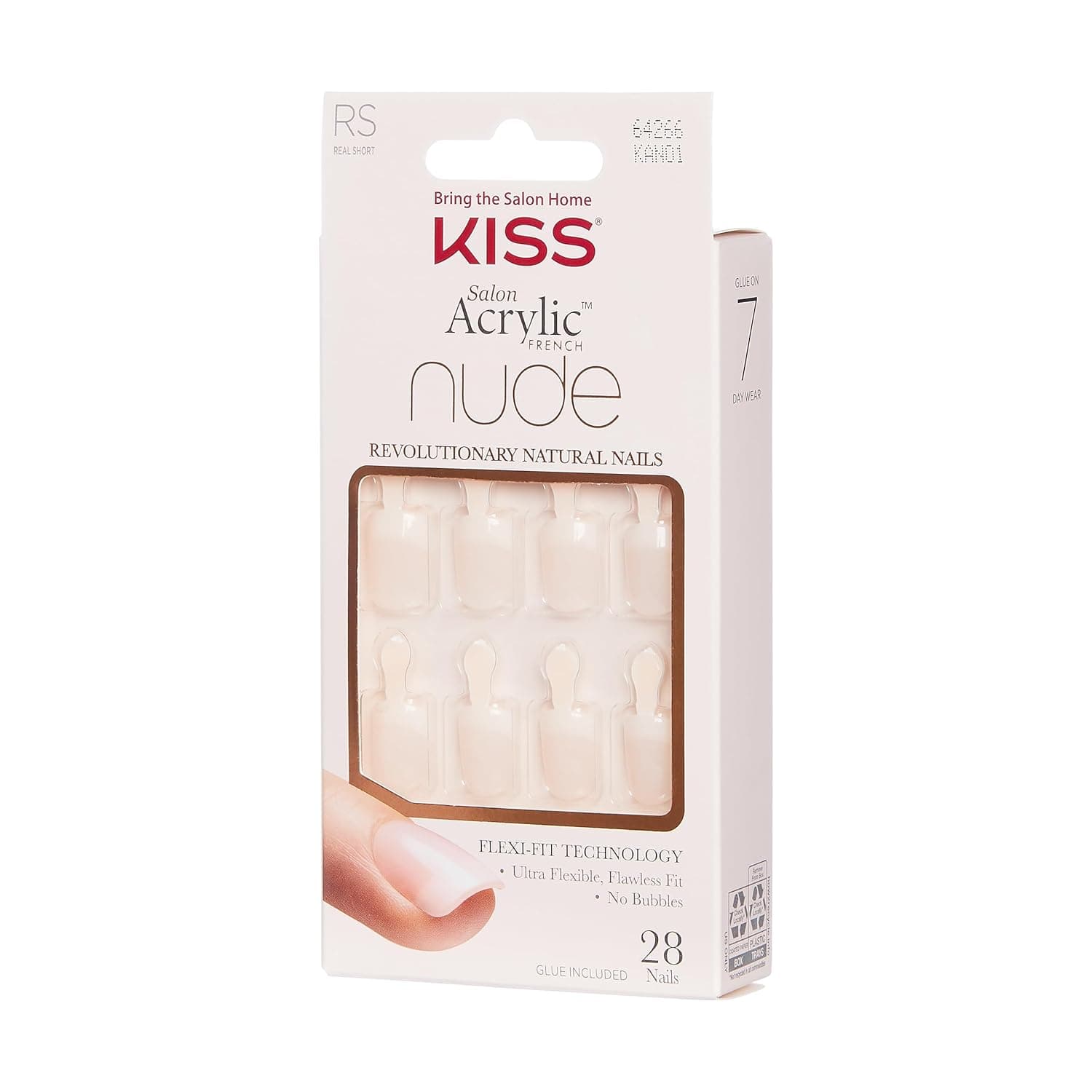 KISS Salon Acrylic Nude French Tip Press On Nails Short, ‘Breathtaking’, Beige, Squoval, Includes 28 Fake Nails, Nail Glue 2g, 1 Manicure Stick, 1 Mini File Breathtaking 28 Count (Pack of 1) - Image 3