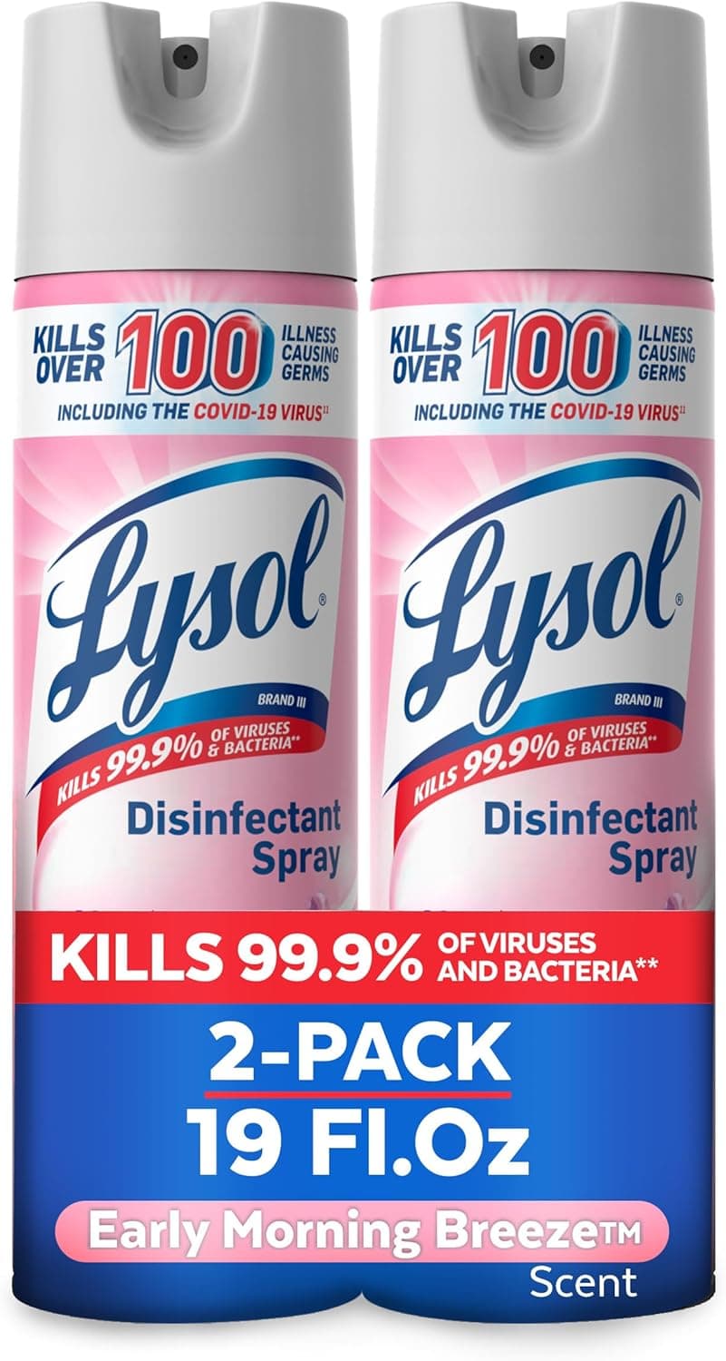 Bình Xịt Khử Trùng Lysol, Xịt Khử Trùng Và Kháng Khuẩn, Dùng Để Khử Trùng Và Khử Mùi, Hương Sáng Sớm, 19 Fl Oz (Gói 2), Bao Bì Có Thể Khác Nhau - Image 2