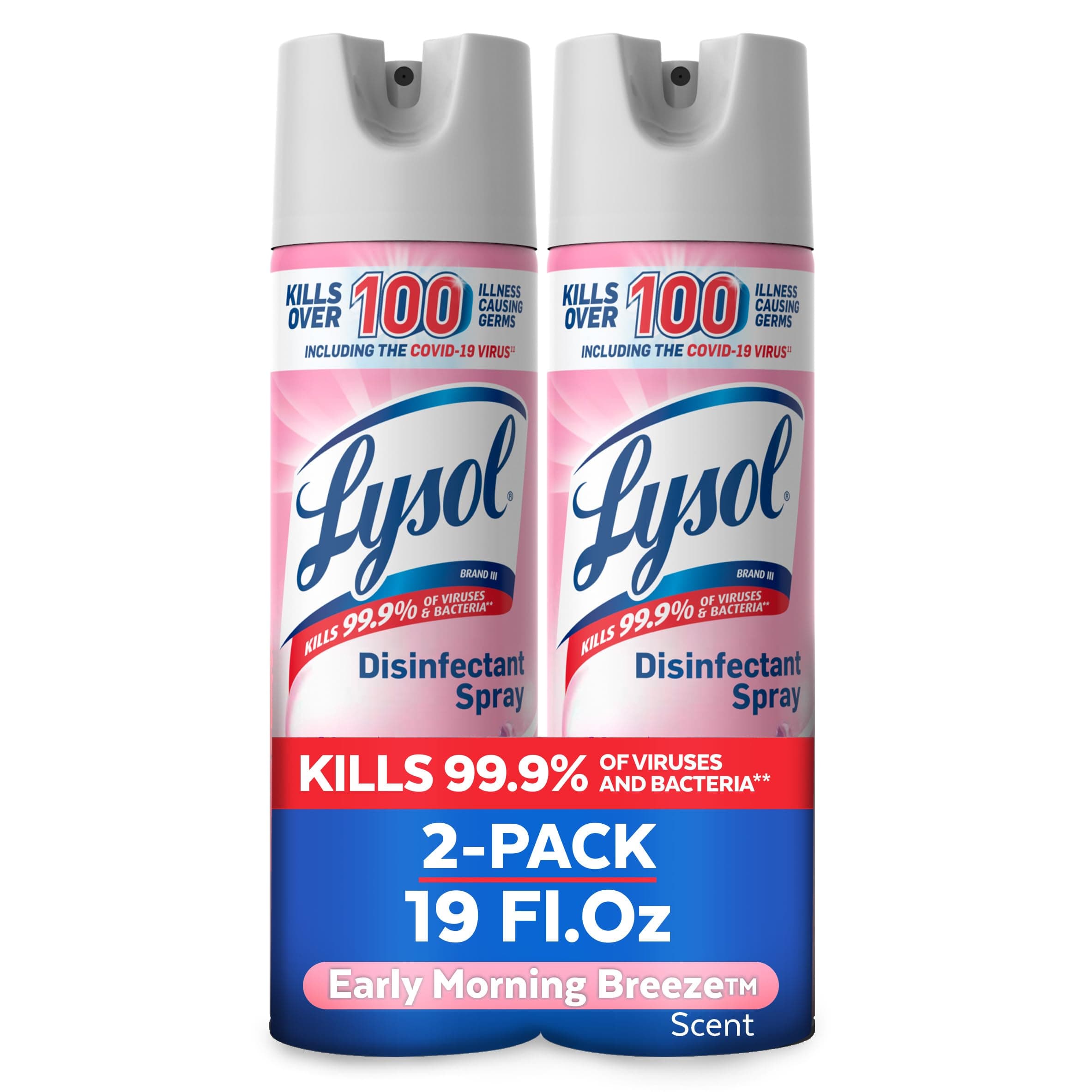 Lysol Disinfectant Spray, Sanitizing And Antibacterial Spray, For Disinfecting And Deodorizing, Early Morning Breeze, 19 Fl Oz (Pack Of 2), Packaging May Vary