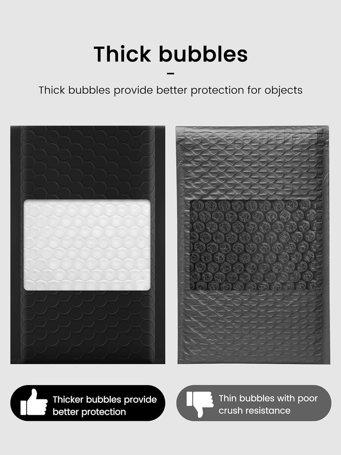 GSSUSA Black Bubble Mailers 4x8 Inches 50 Pack, Usable Size 4X7" Bubble Envelopes for Small Business, Padded Envelope, Shipping Mailers, Packaging Bags, Mailing Envelopes, Shipping Supplies Black 4x8 50PC - Image 5