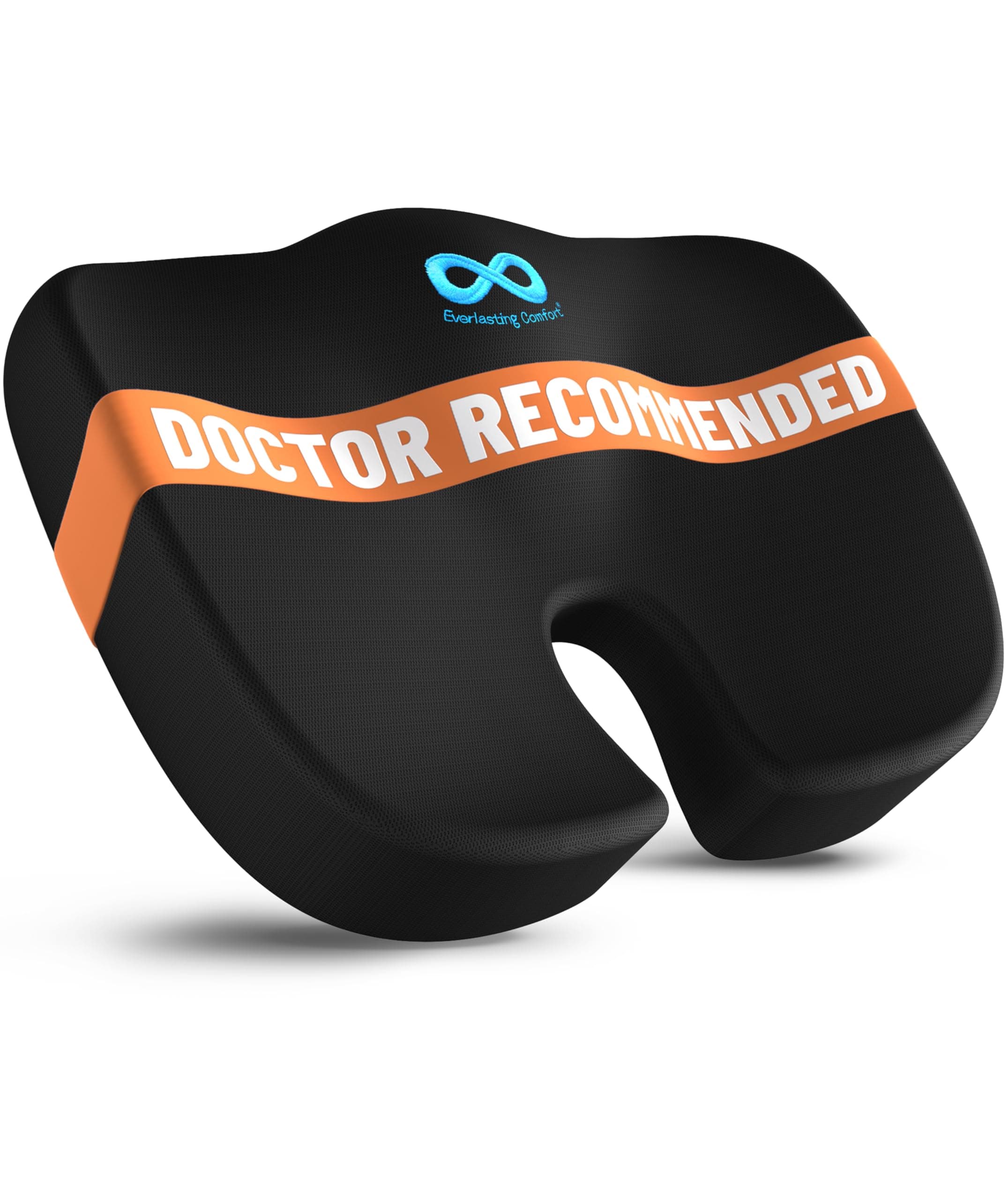 Everlasting Comfort Doctor Recommended Memory Foam Seat Cushion for Office Chairs & Car - Ergonomic Office Desk Accessories - Cushions for Tailbone Pain Relief, Sciatica (Black, Large) 01. Black Large