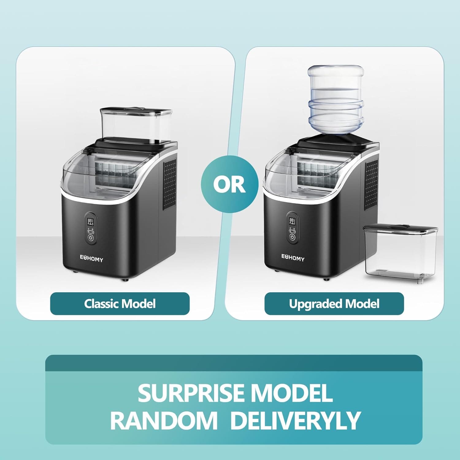 EUHOMY Ice Cube Maker Machine Countertop with External Water Tank, 2 Ways to Add Water, 34Lbs/Day, 16Pcs Ready in 7 Mins, Auto-Cleaning, with Ice Scoop & Basket, for Home/Kitchen/Office/Bar (Black) 34lbs Black - Image 9