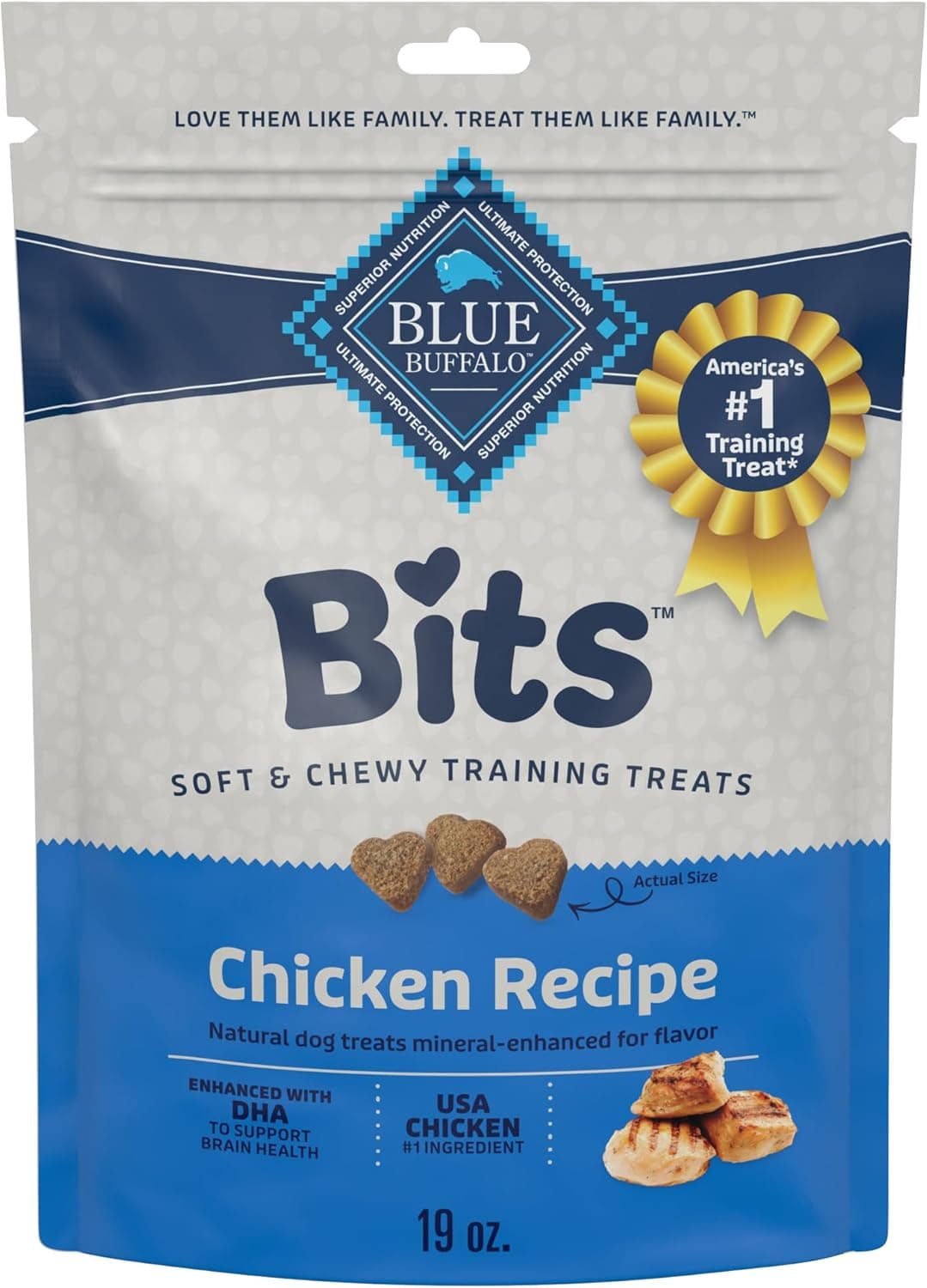 Blue Buffalo Bits Soft Dog Treats for Training, Made with Natural Ingredients & Enhanced with DHA, Chicken Recipe, 19-oz Bag Chicken 19 Ounce (Pack of 1) - Image 2