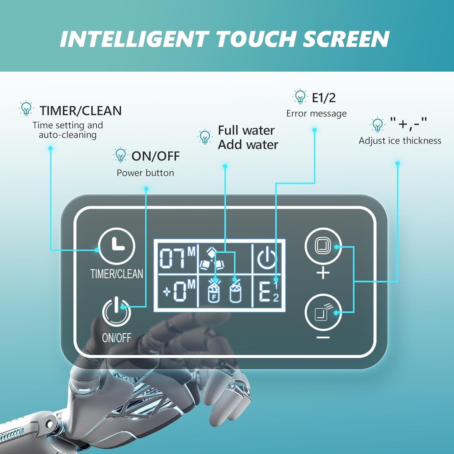 Máy Làm Đá EUHOMY Để Bàn, 2 Cách Thêm Nước, 45Lbs/Ngày 24 Viên Sẵn Sàng Trong 13 Phút, Tự Làm Sạch Di Động - Image 6