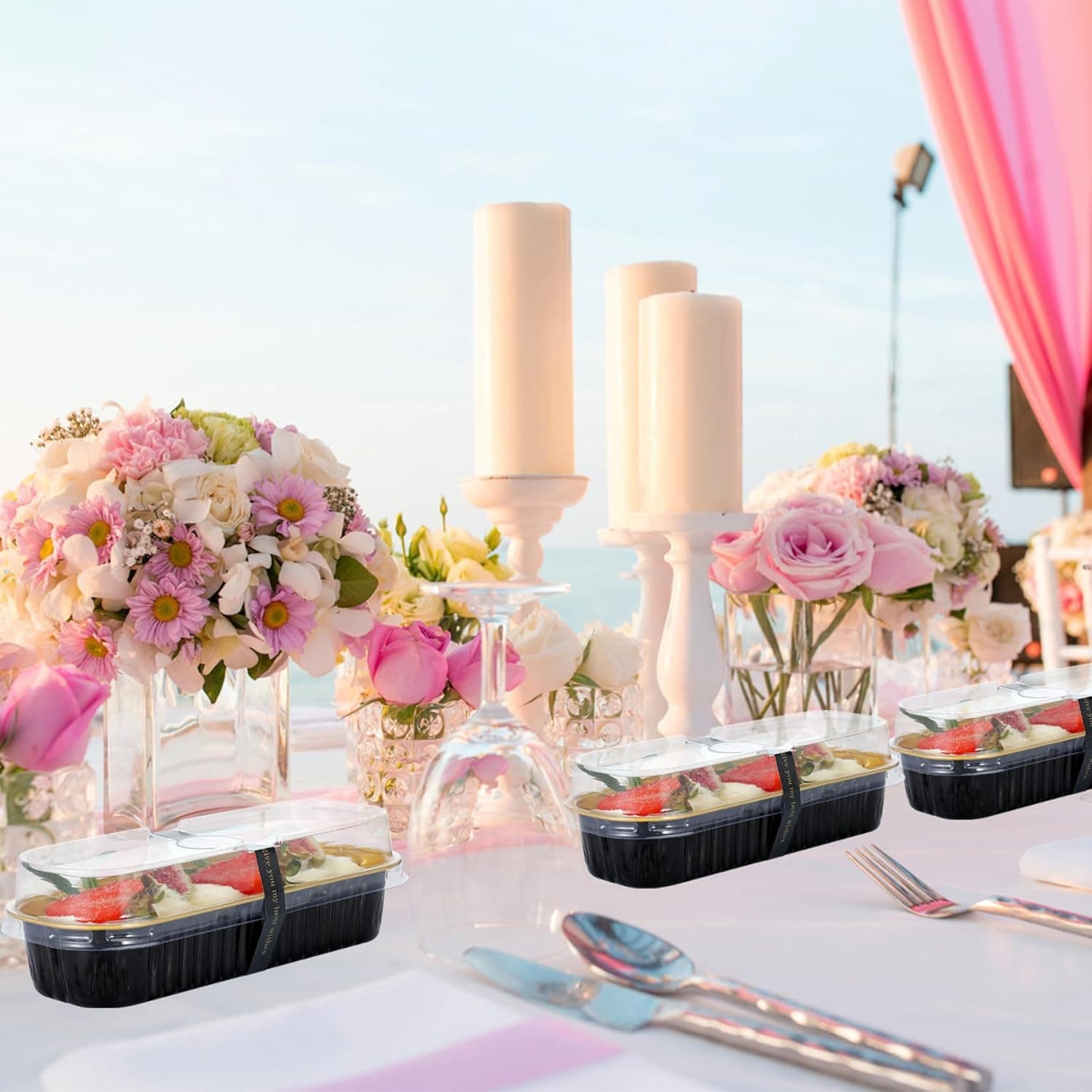 Mini Loaf Pans with Lids and Spoons (100 Pack, Black-gold, 6.8oz) Rectangular Aluminum Foil Baking Pans - Image 8