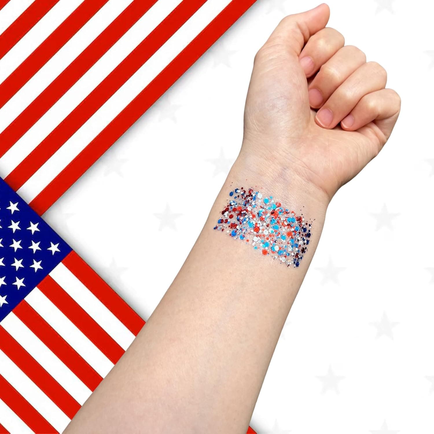 Mysense Patriotic Red White and Blue Body Glitter Stick,4th of July Accessories,Sparkling Face Hair Glitter for Fourth of July Outfit Women Kids,American Pride USA Flag Makeup for Independence Day - Image 6