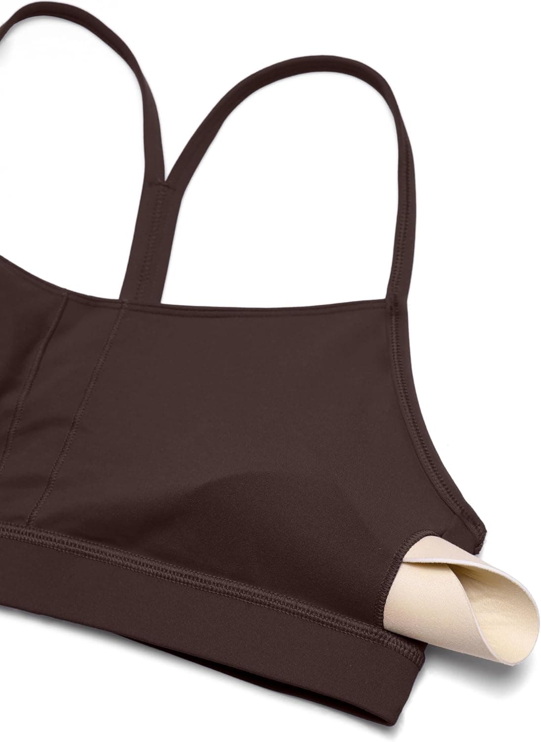 CRZ YOGA Womens Butterluxe Y Back Sports Bra - Padded Racerback Low Impact Spaghetti Thin Strap Workout Yoga Top Small Hot Fudge Brown - Image 6