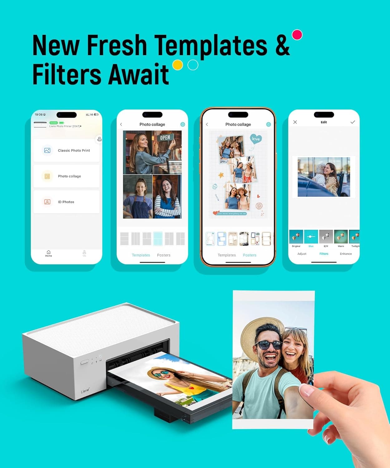 Liene M100 4x6'' Photo Printer, Phone Printer 100 Sheets & 3 Cartridges, Full-Color Photo, Portable Instant Photo Printer for iPhone Android, Thermal Dye Sublimation, Wi-Fi Picture Printer 100 Papers Printer+100 Sheets - Image 6