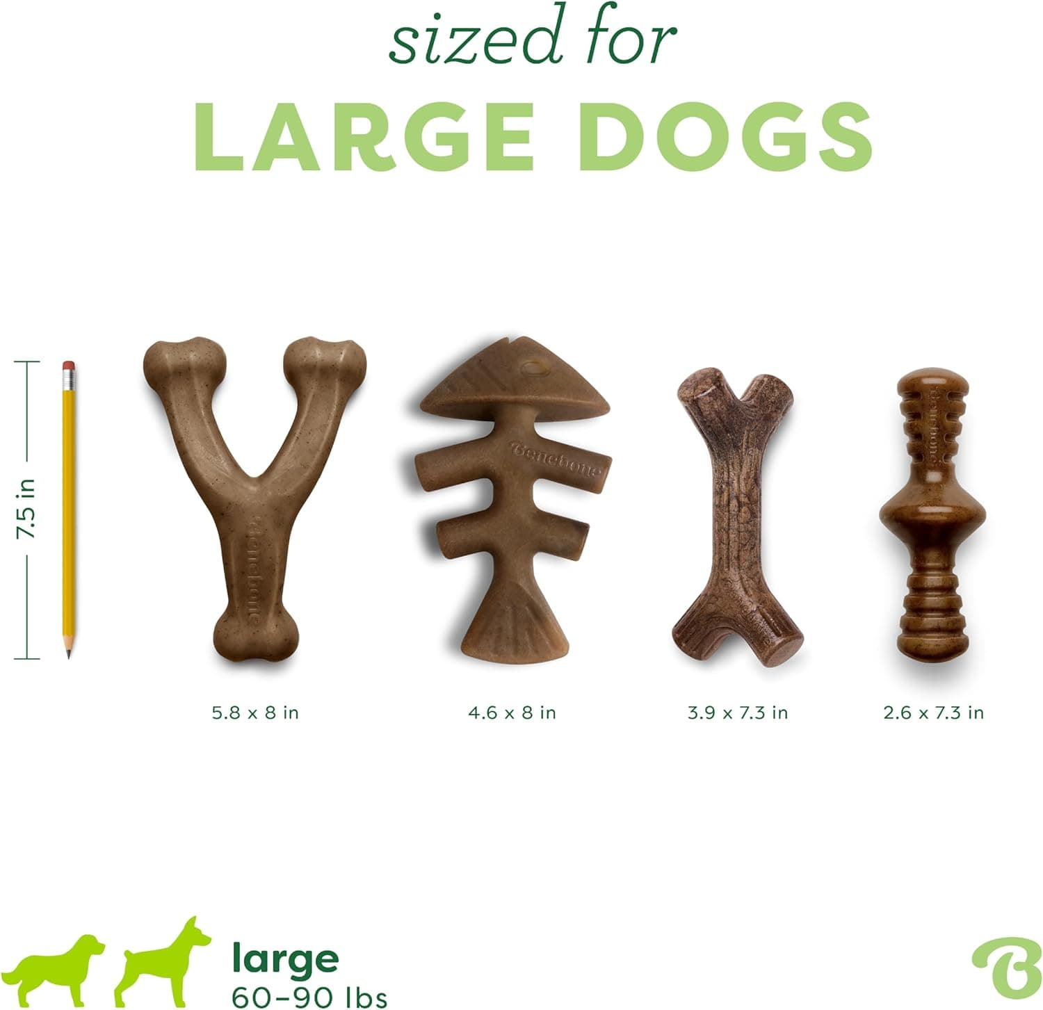 Benebone Large 4-Pack Dog Toys for Aggressive Chewers – Durable Dog Bones, Made in USA – Dog Toys for Large Dogs Under 90 lbs Large 4 Pack - Image 4