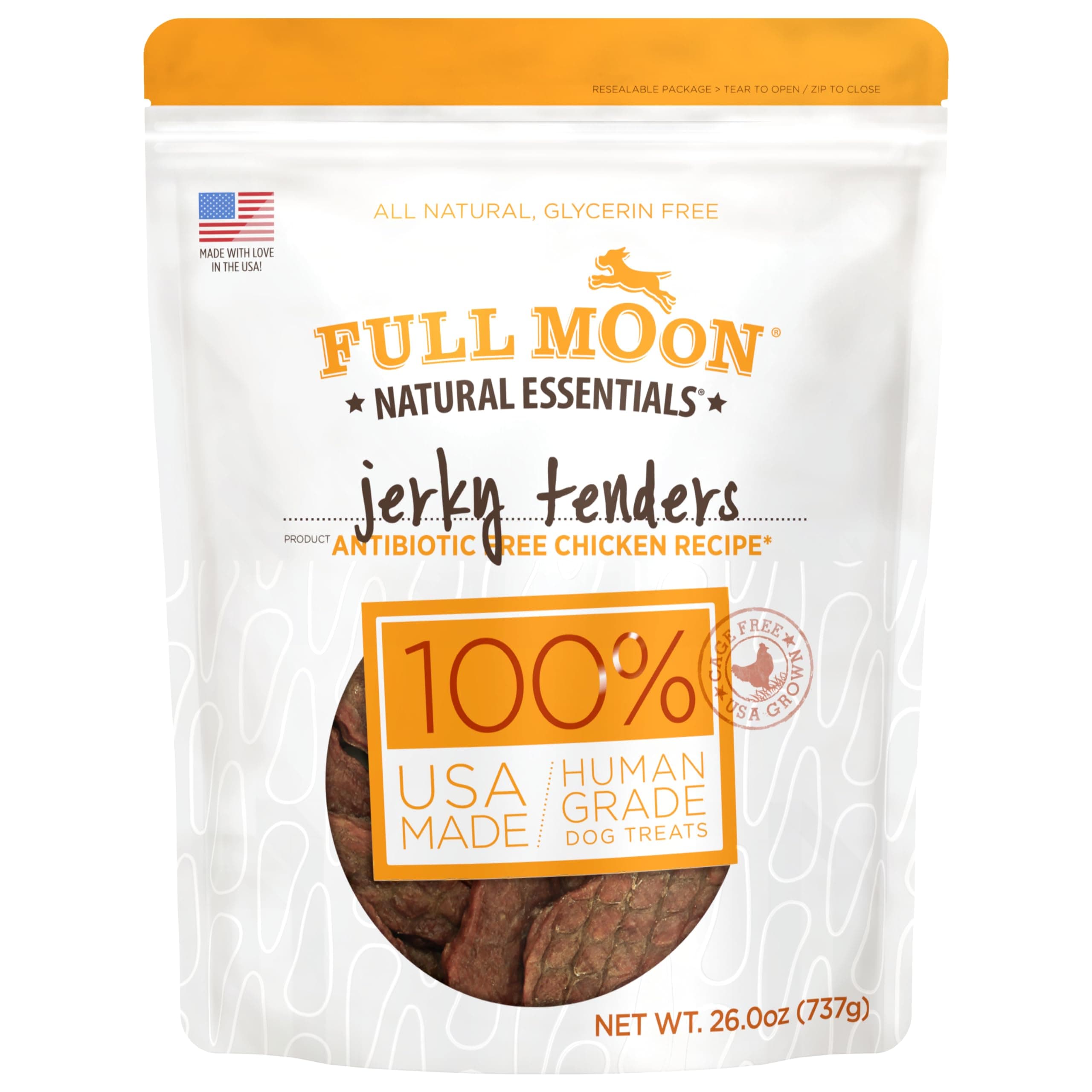 Full Moon Chicken Jerky Tenders Healthy All Natural Dog Treats Human Grade Made in USA 26 oz Chicken 1.63 Pound (Pack of 1)