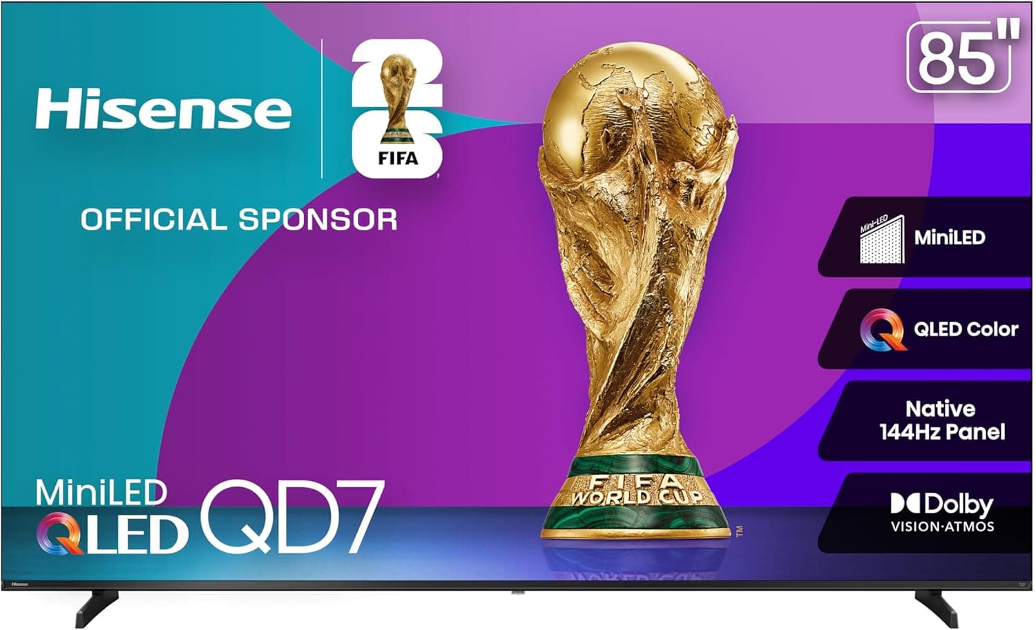 Hisense 85" Class QD7 Series Mini-LED 4K UHD Smart Fire TV (85QD7QF, 2025 Model) - QLED, Native 144hz, HDR10+, Dolby Vision, Dolby Atmos, Game Mode Pro, ALLM, Alexa Built in with Voice Remote, MEMC 85-Inch - Image 2