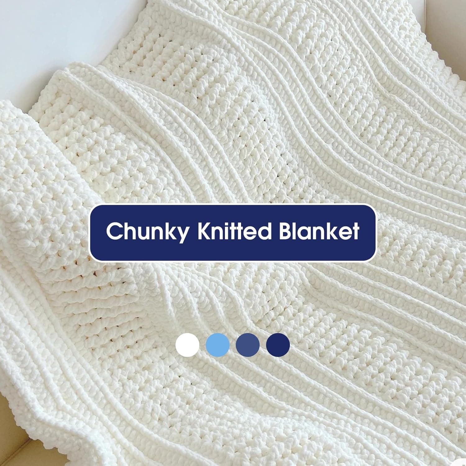 MABOZOO Assorted Chunky Yarn for Crocheting 8 Pack,Fluffy Jumbo Chenille Yarn,Soft Plush Yarn Bulky,Giant Thick Fuzzy Yarn for Hand or Arm Knitting,Cream & Multi Blue(31.7 yds,8 oz Each Skein) Cream & Multi Blue 8 Pack - Image 8