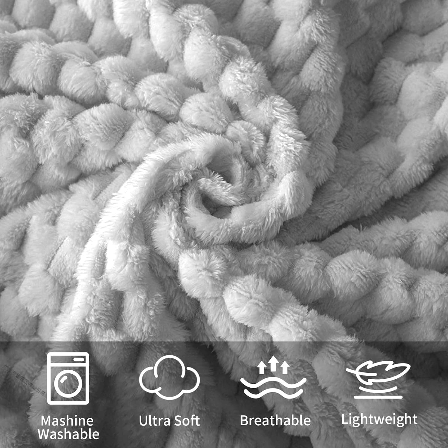 6 Pcs Flannel Throw Blanket Bulk 50 x 60 Inch - 240 GSM Turtle Velvet Jacquard Decorative Blankets Soft Lightweight Bed Throw for Sofa Pet Bed Party Outdoor Wedding Ideas Donation Homeless Gifts, Gray - Image 4