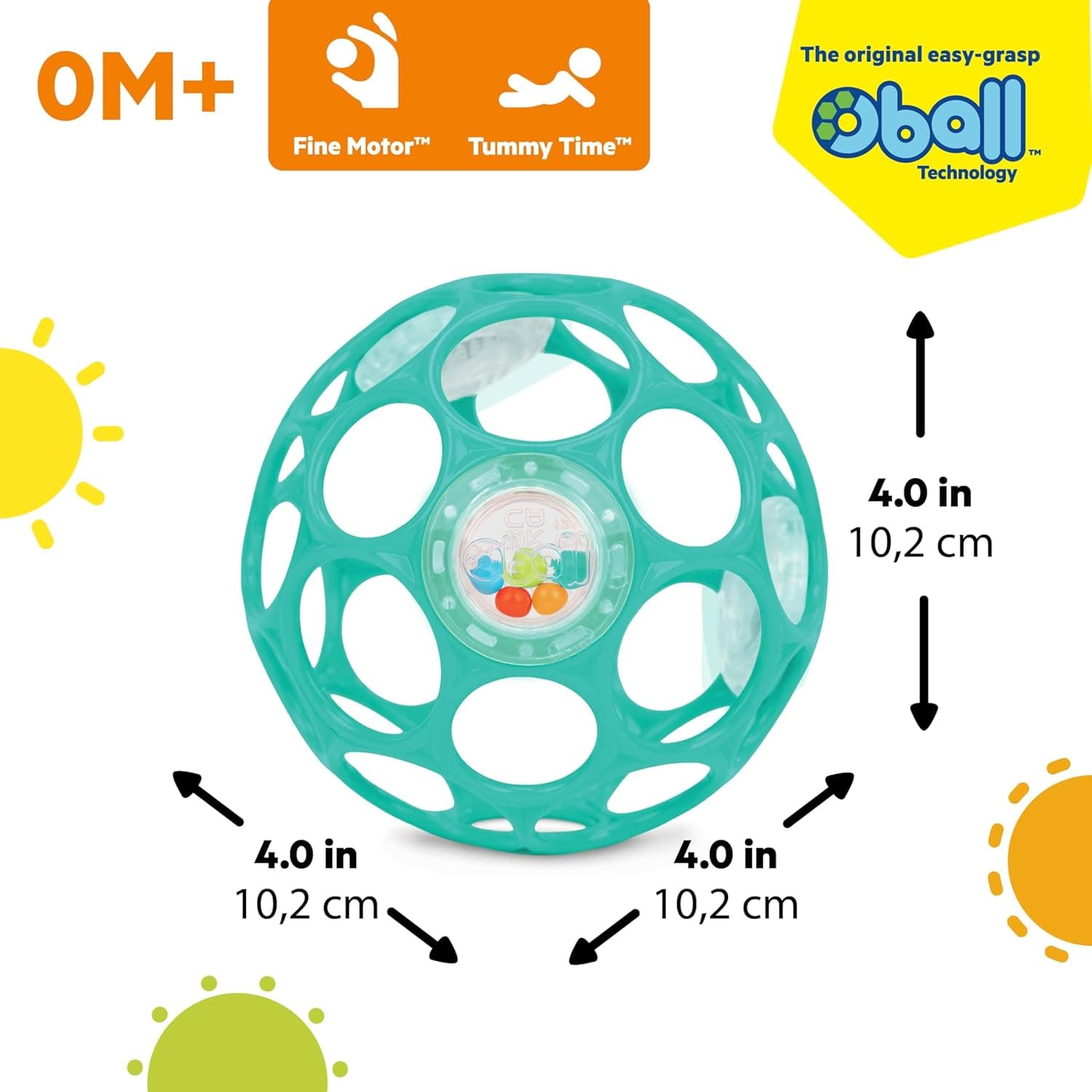 Bright Starts Oball Easy-Grasp Rattle BPA-Free Infant Toy in Teal, Age Newborn and up, 4 Inches - Image 8