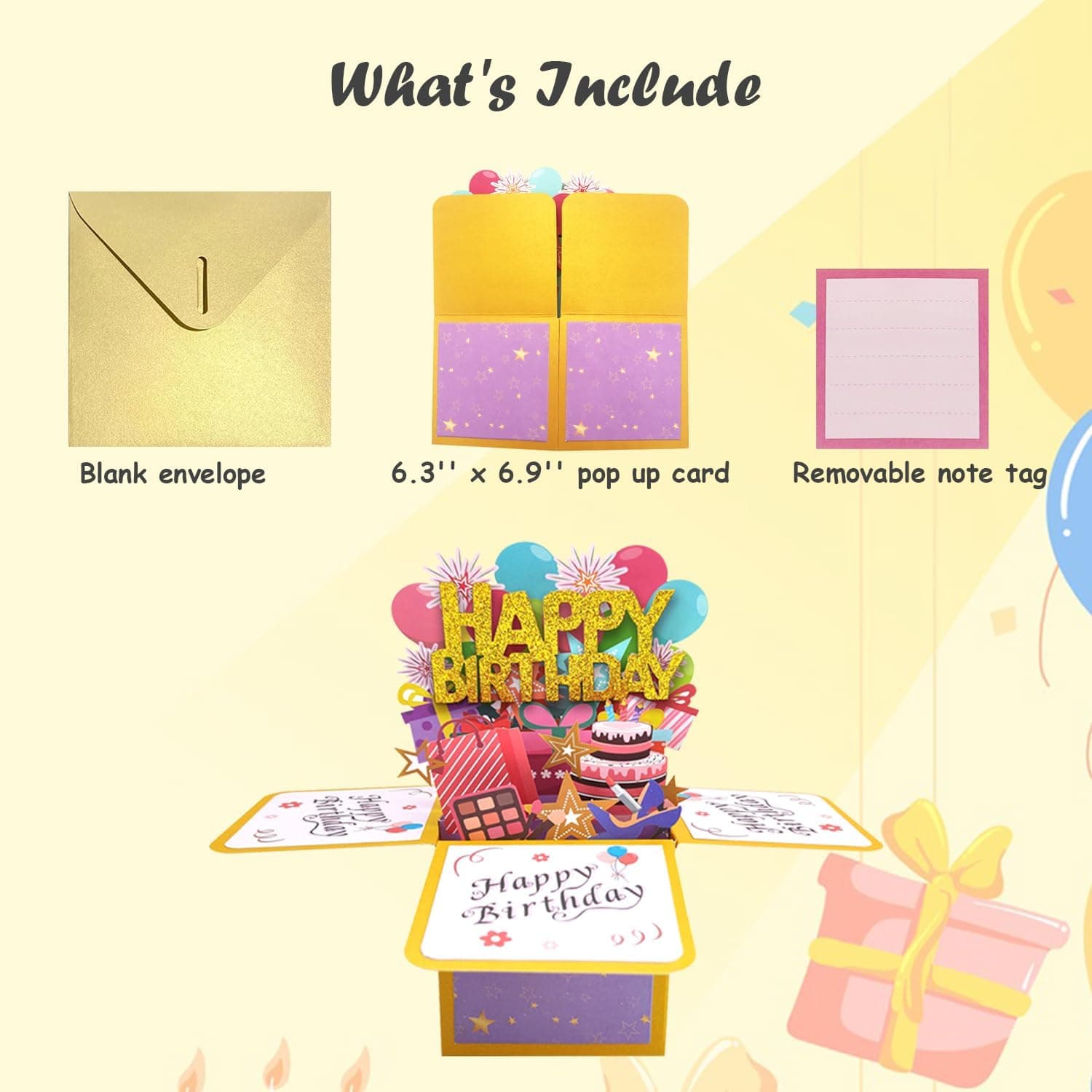 Funny Happy Birthday Pop Up Card, Sweet 3D Birthday Gift Box for Adults and Kids with Envelopes, Unique Handmade Foldable Celebration Cards for Daughter, Son, Mom, Dad, Friend Happy Birthday Card - Image 9