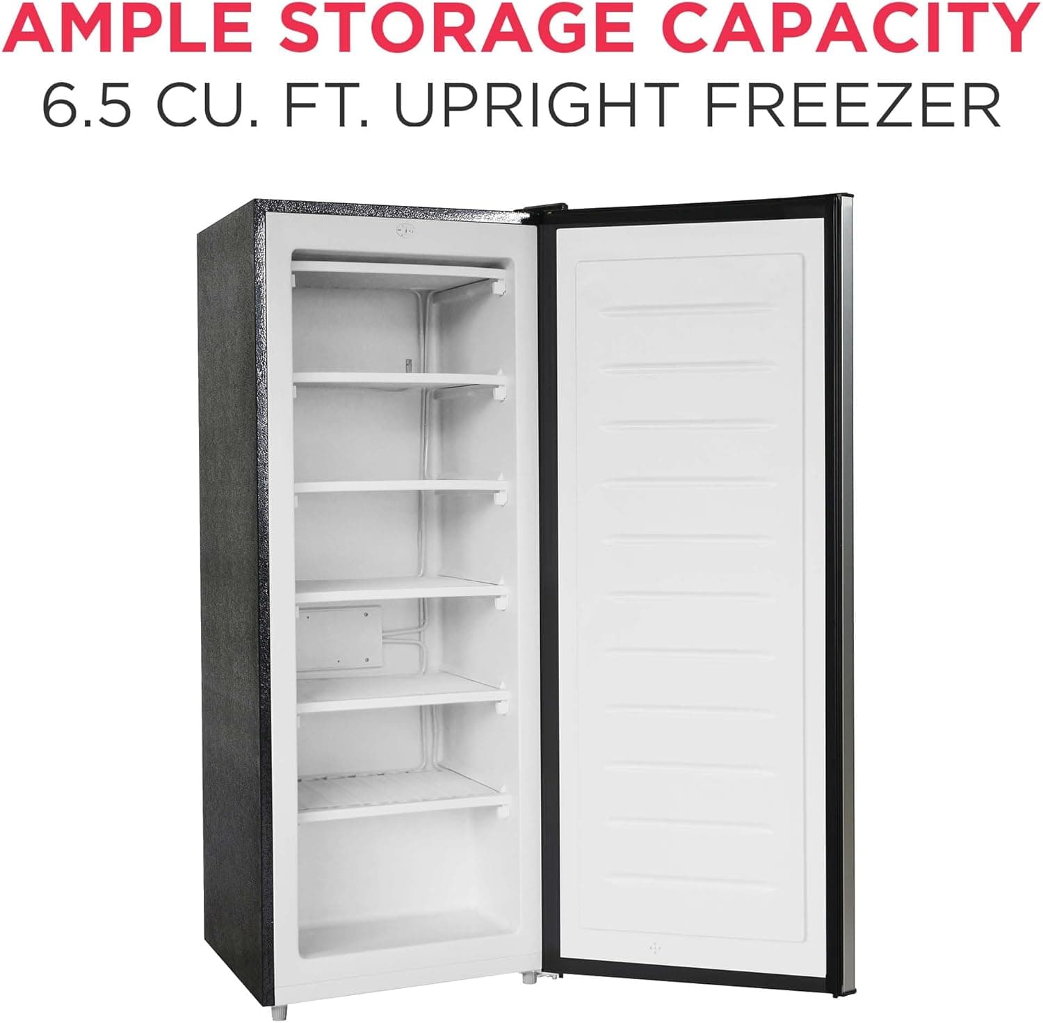 Frigidaire Upright Freezer, 6.5 cu. ft., Deep Freeze, Vinyl Coated Metal with Wire Shelving, Compact for Kitchen, RV, Dorm, Cabin, and Trailer, Platinum Design Series, Silver - 21D x 23W x 56H 6.5 cu ft - Image 3