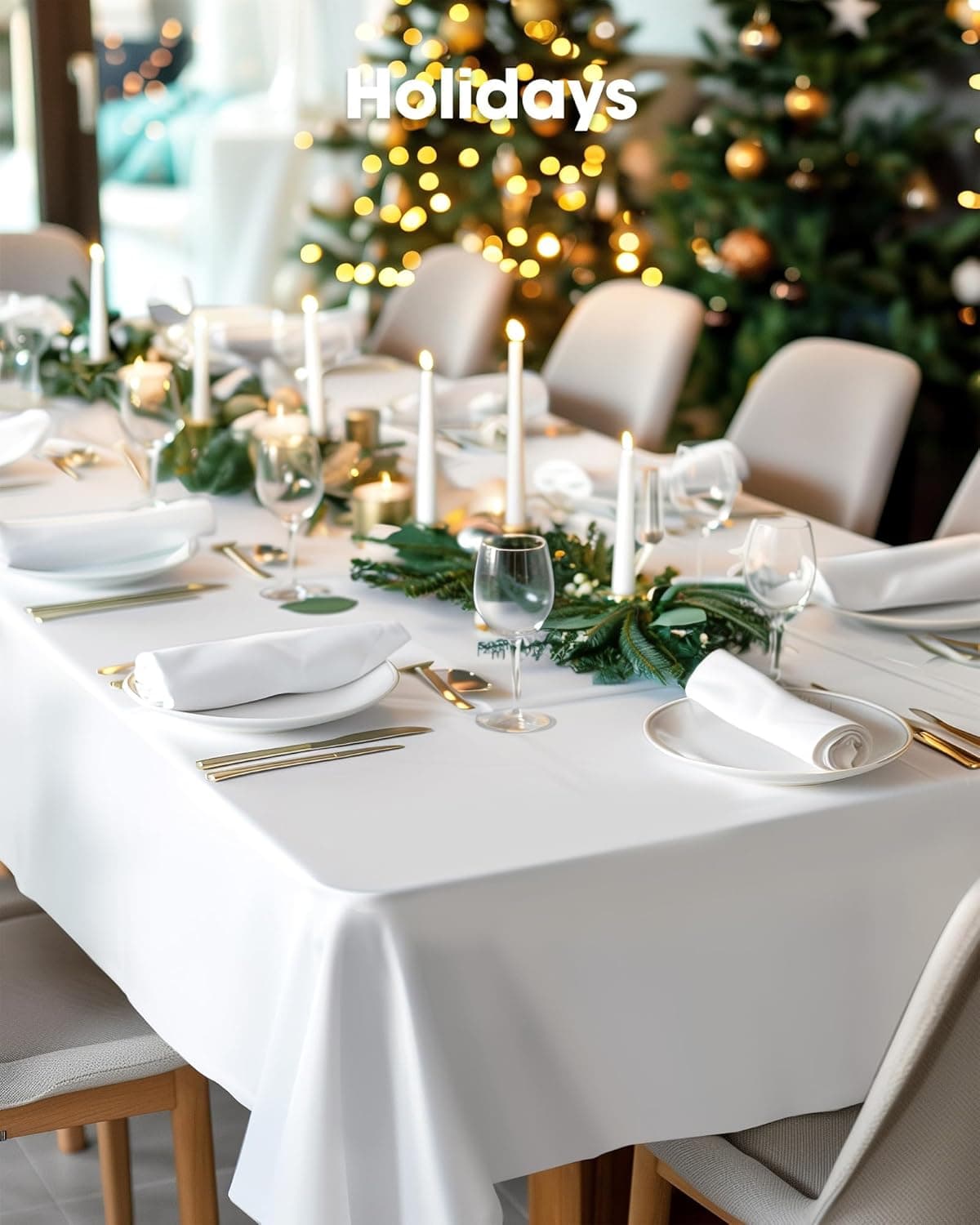 Pureegg 塑料桌布一次性 10 包，54 x 108 英寸桌布，派对，野餐，婚礼，装饰桌布，长方形，白色塑料覆盖，防漏 & 结实，白色 54" X 108" 长方形 - Image 9