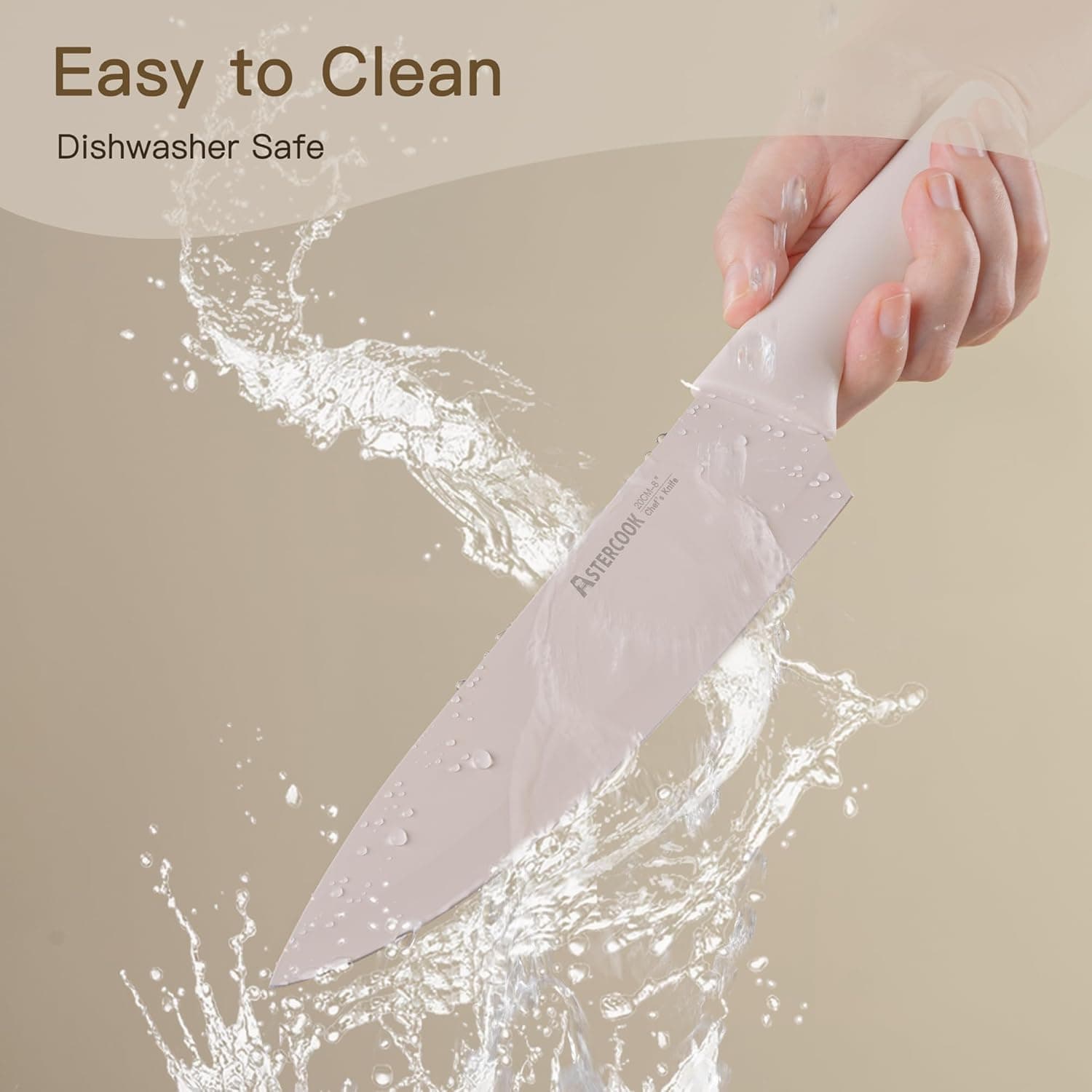 Astercook 刀具套装，13 件厨房刀具套装，健康防锈涂层，洗碗机安全，不锈钢厨师刀套装，配有 6 个刀片保护套，完美的厨房节日礼物 - Image 7