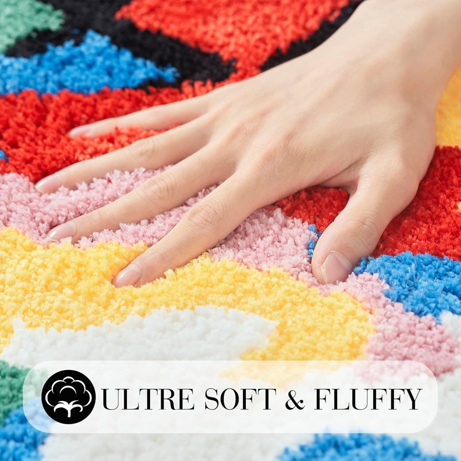 ELDONE Melted Magic Cube Rug, Funky Aesthetic Area Rugs 34 x 24 inch Non Slip Washable, Abstract Cute Unique Bathroom Bedroom Small Rugs, Funny Colorful Cool Rugs - Image 6