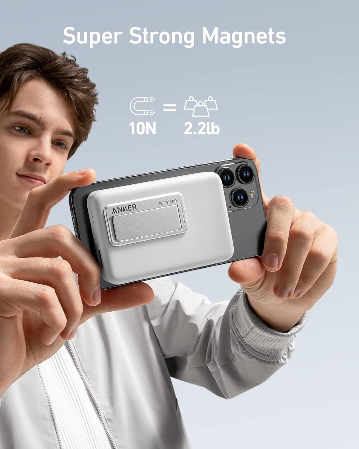 Anker 633 Magnetic Battery, 10,000mAh Foldable Wireless Portable Charger, 20W USB-C Power Delivery Power Bank with Stand, Magsafe-Compatible for iPhone 16/15/14/13/12 Series White - Image 7