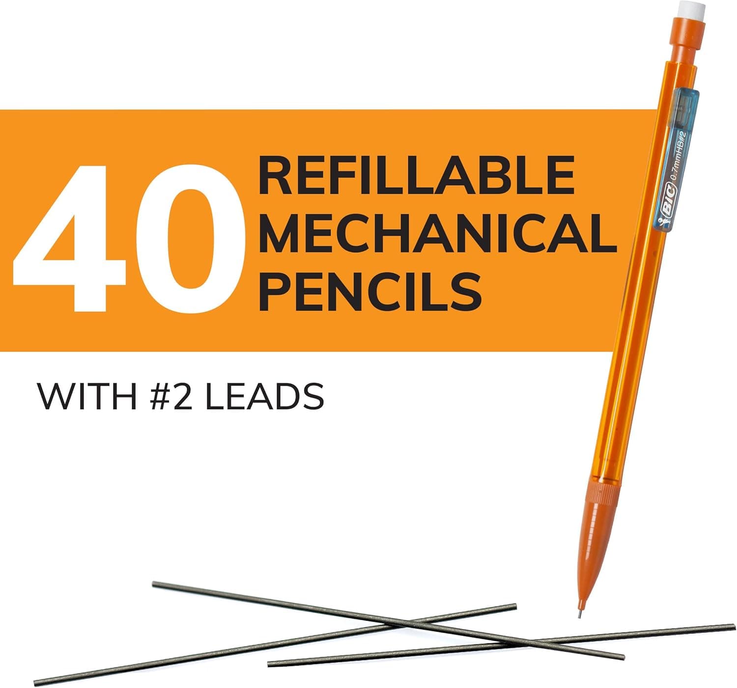 BIC Xtra Smooth Bright Mechanical Pencil, 0.7 mm Medium Point, Refillable & Retractable, 40-Count Bright Edition 40 Count (Pack of 1) - Image 4
