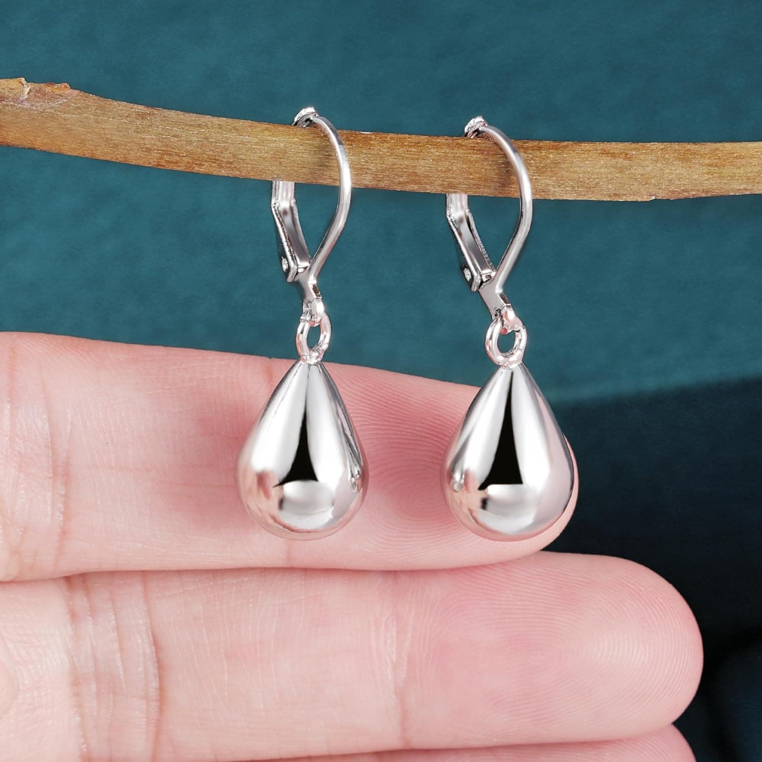 925 Sterling Silver Teardrop Leverback Earrings for Women Girls Waterdrop Tear Drop Dangle Earrings Jewelry Hypoallergenic Silver Teardrop Leverback Dangle Earring for Women A-Silver - Image 4